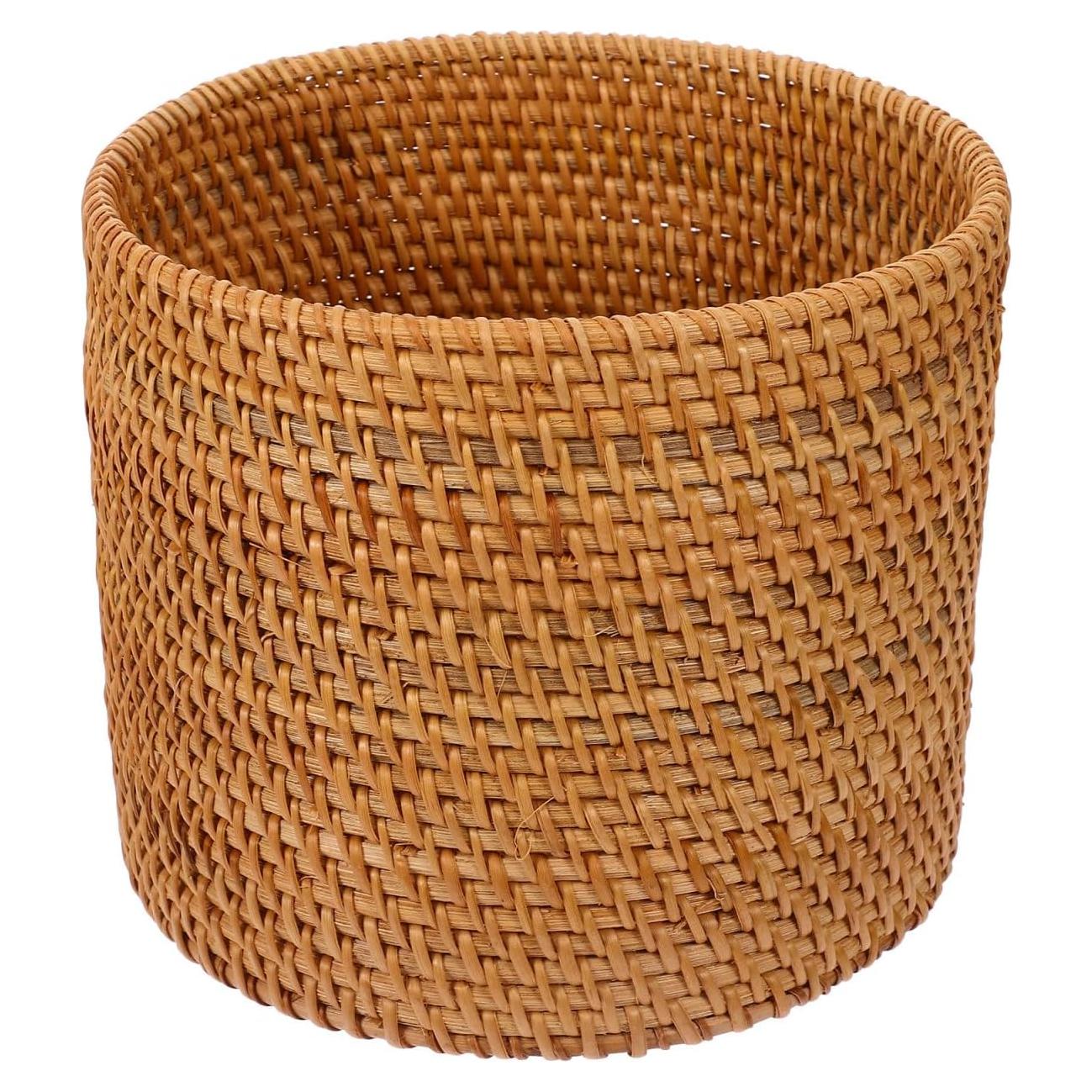 Cesta de Almacenamiento Redonda Mikikit Rattan 20x20cm Marrón