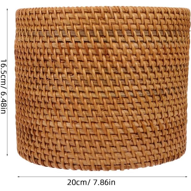 Cesta de Almacenamiento Redonda Mikikit Rattan 20x20cm Marrón