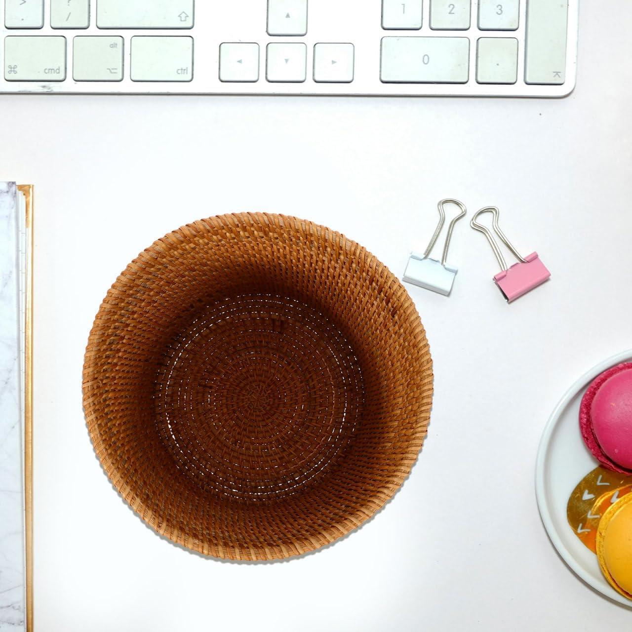 Cesta de Almacenamiento Redonda Mikikit Rattan 20x20cm Marrón