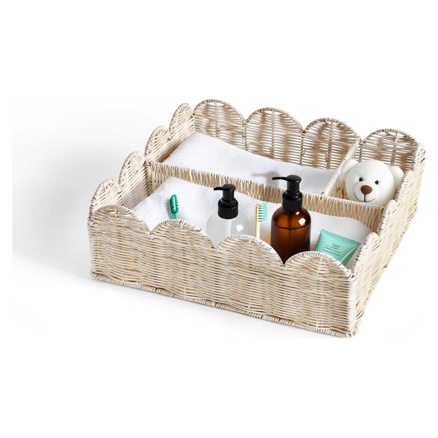 Cesta Escalonada de Ratán Quincry con 4 Divisores 38x33.5cm