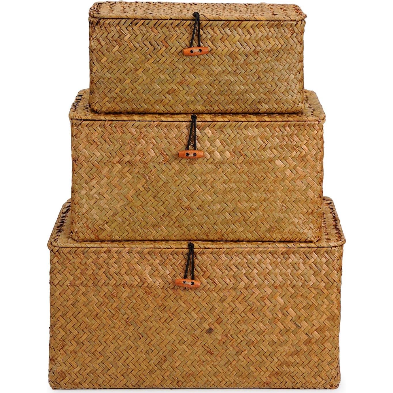 Cestas de Almacenamiento DOKOT de Hierba Marina - Juego de 3