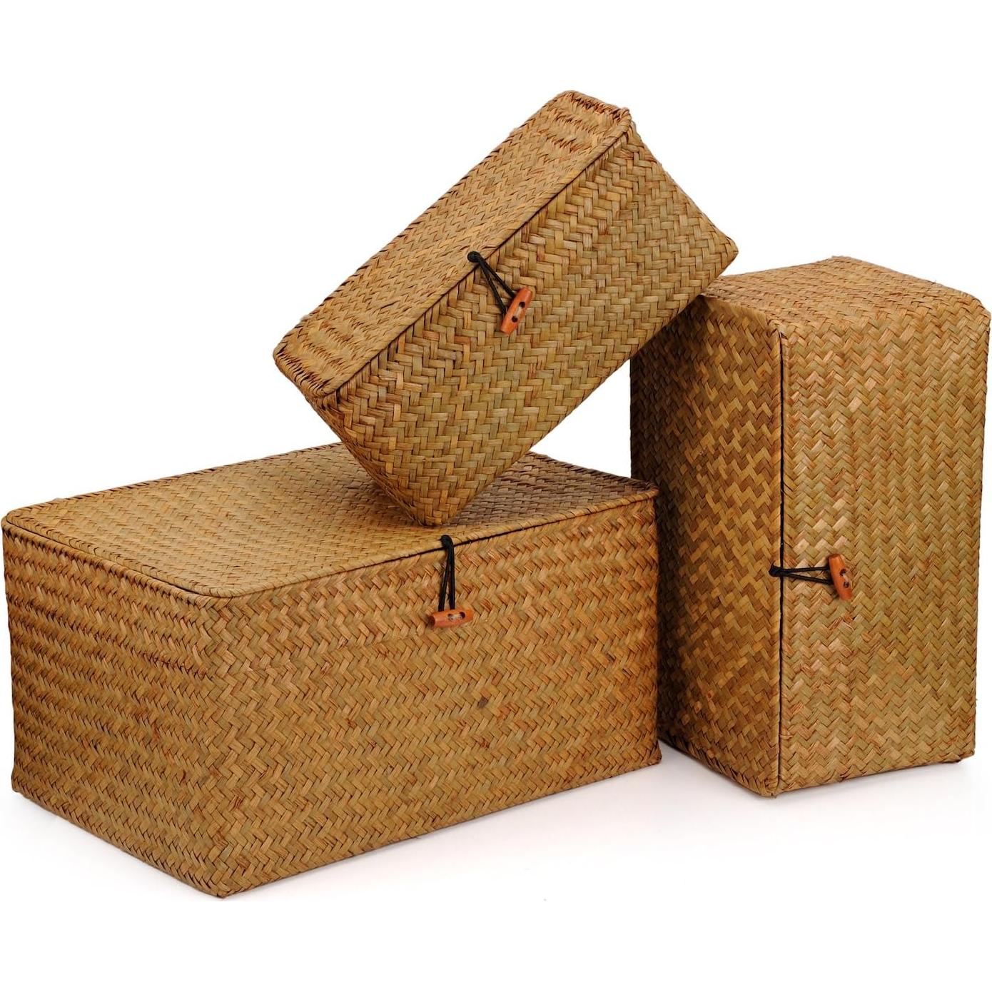 Cestas de Almacenamiento DOKOT de Hierba Marina - Juego de 3