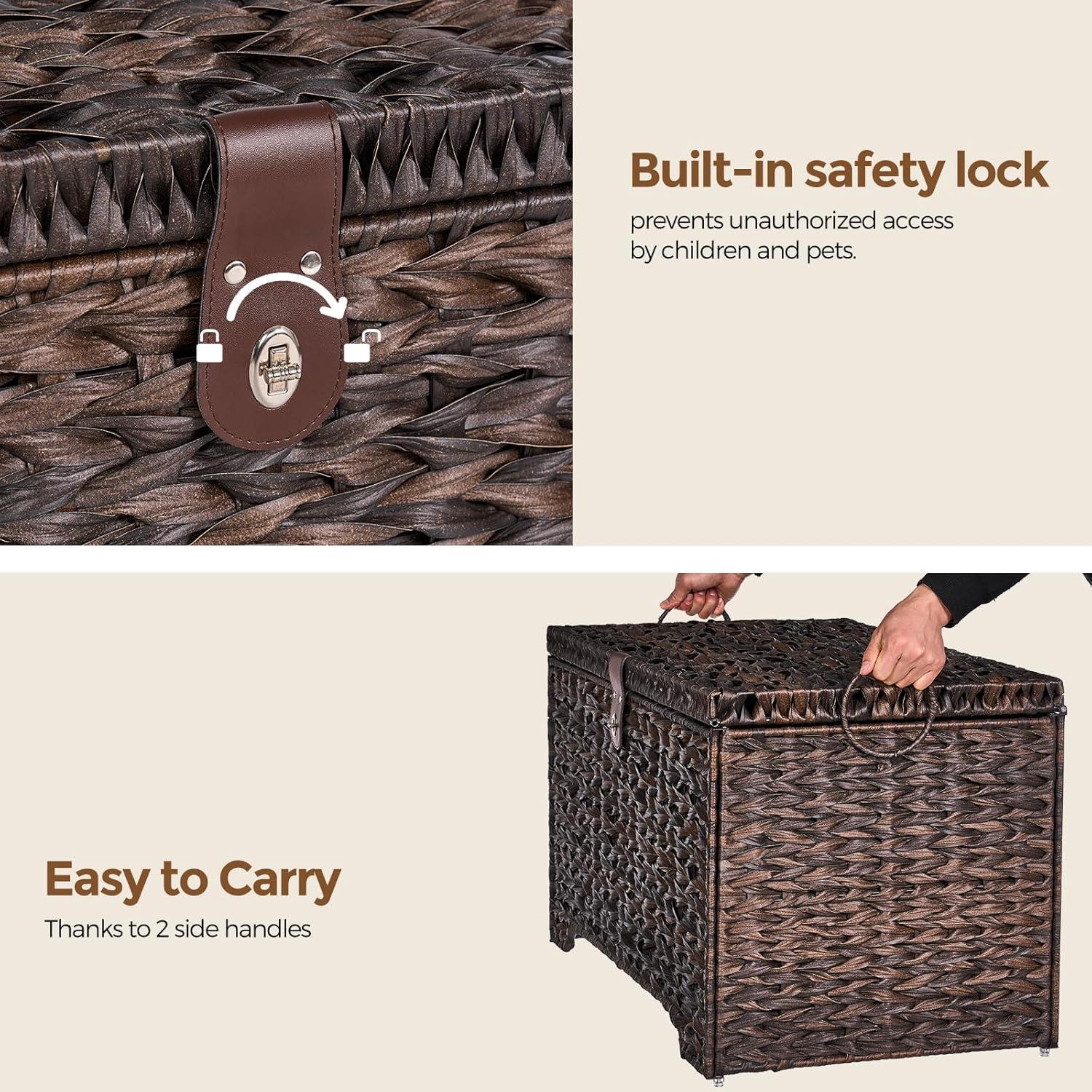 Cesta de Almacenamiento Honjourai 165L Rattan Plástico con Tapa