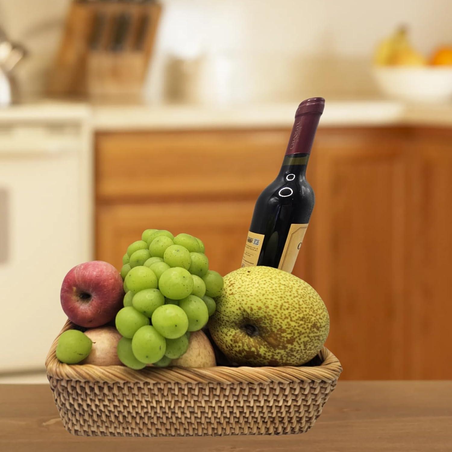 Juego de 3 cestas de almacenamiento de ratán natural YOHEOIIO