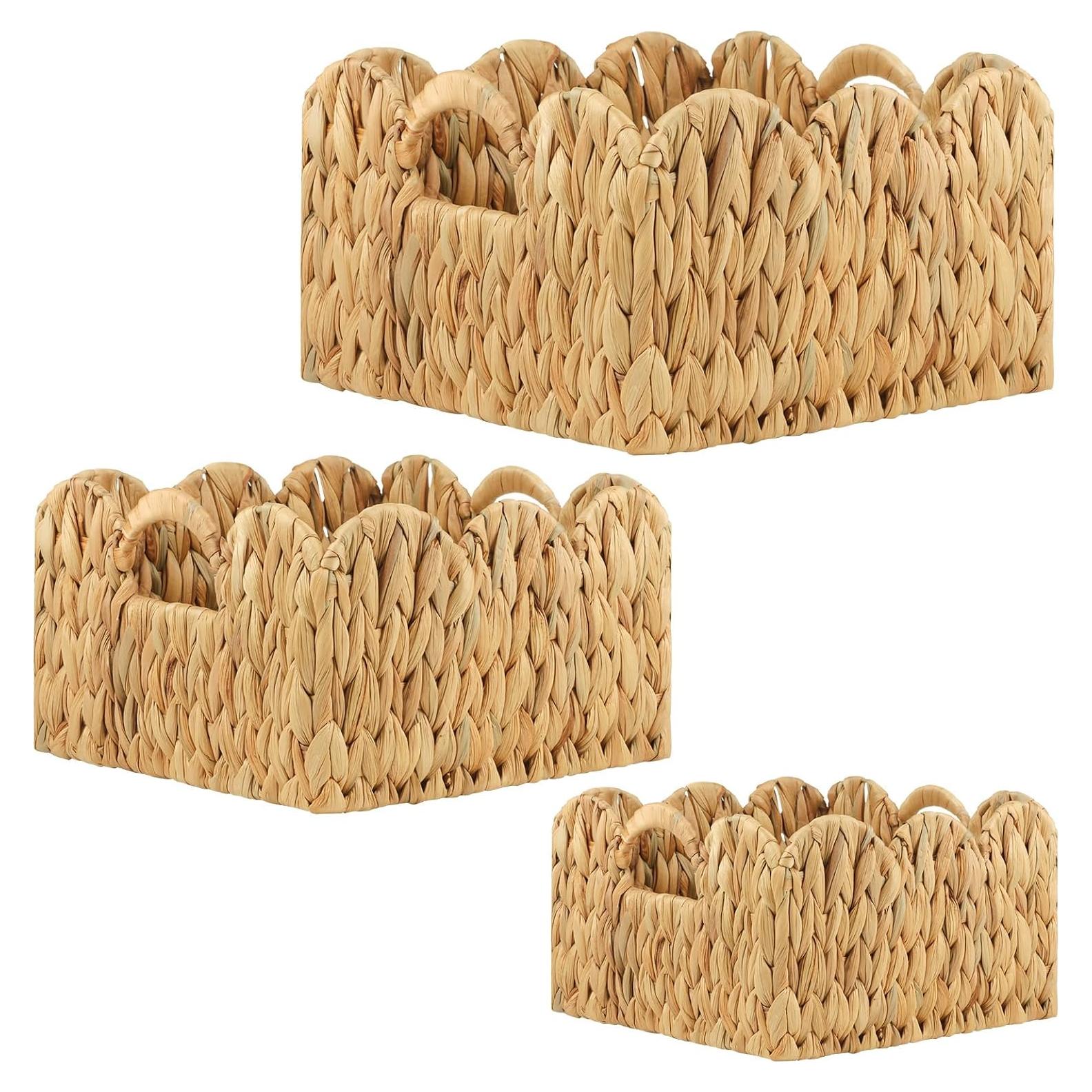 Set de 3 Cestas de Almacenamiento GVKGVK de Mimbre Natural