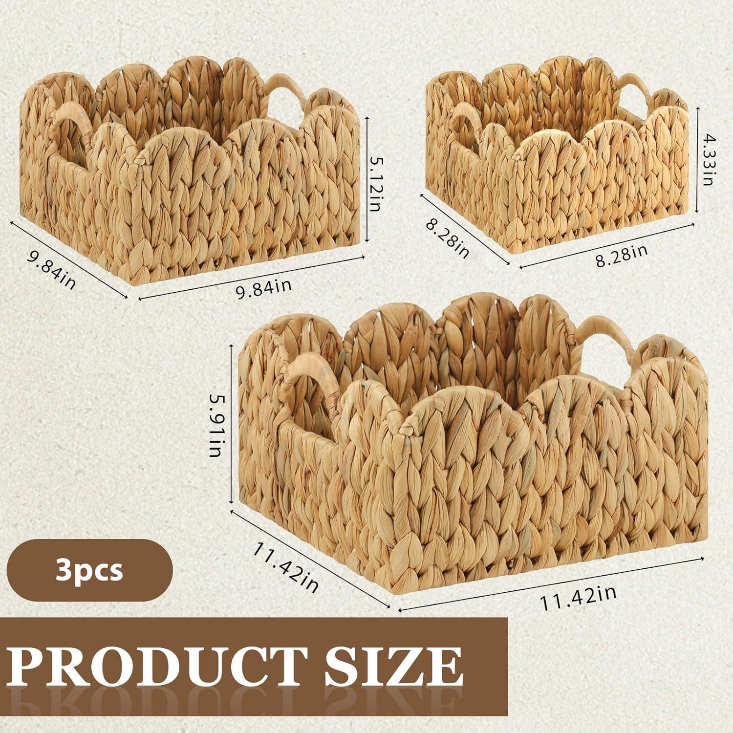 Set de 3 Cestas de Almacenamiento GVKGVK de Mimbre Natural