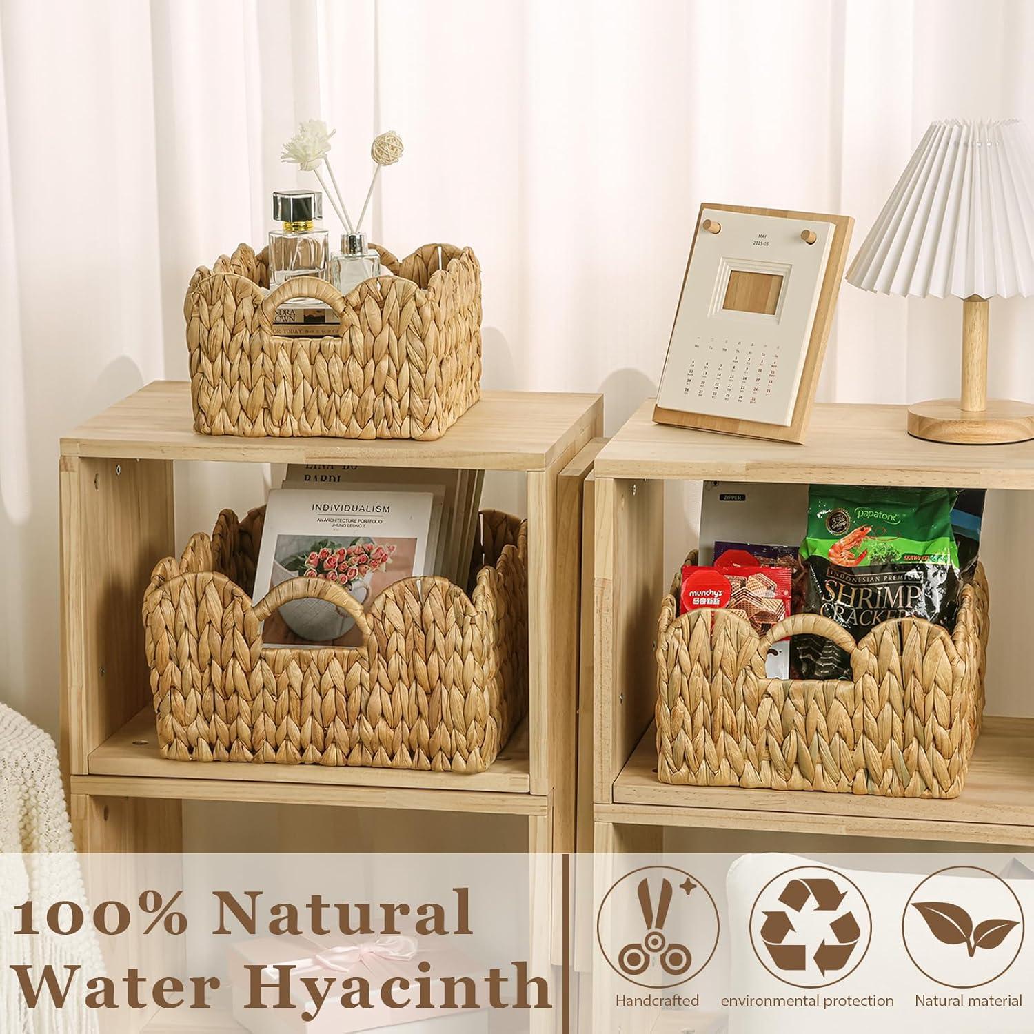 Set de 3 Cestas de Almacenamiento GVKGVK de Mimbre Natural