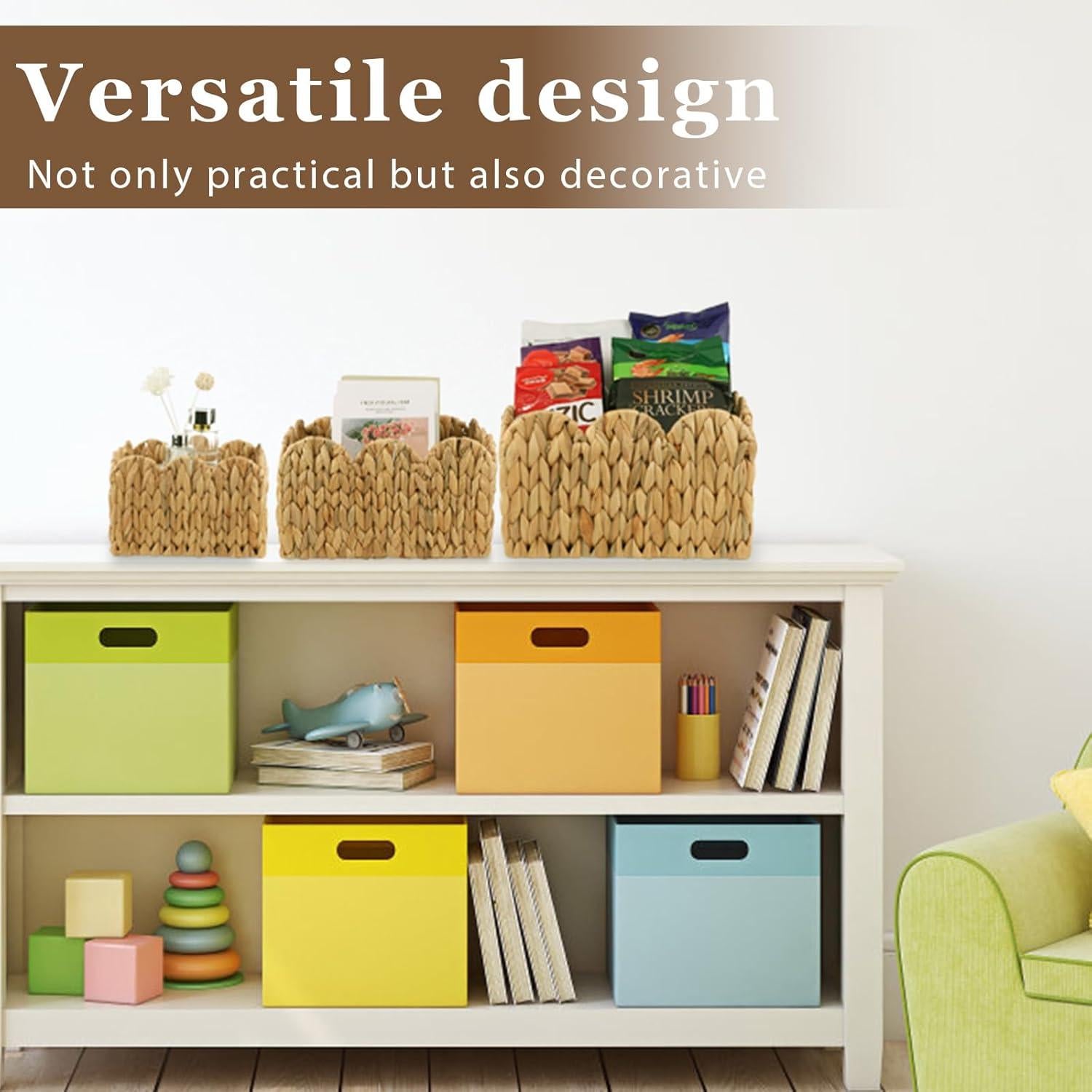 Set de 3 Cestas de Almacenamiento GVKGVK de Mimbre Natural