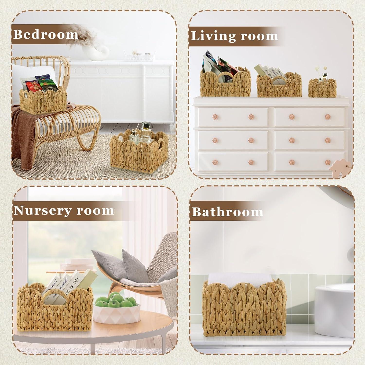 Set de 3 Cestas de Almacenamiento GVKGVK de Mimbre Natural