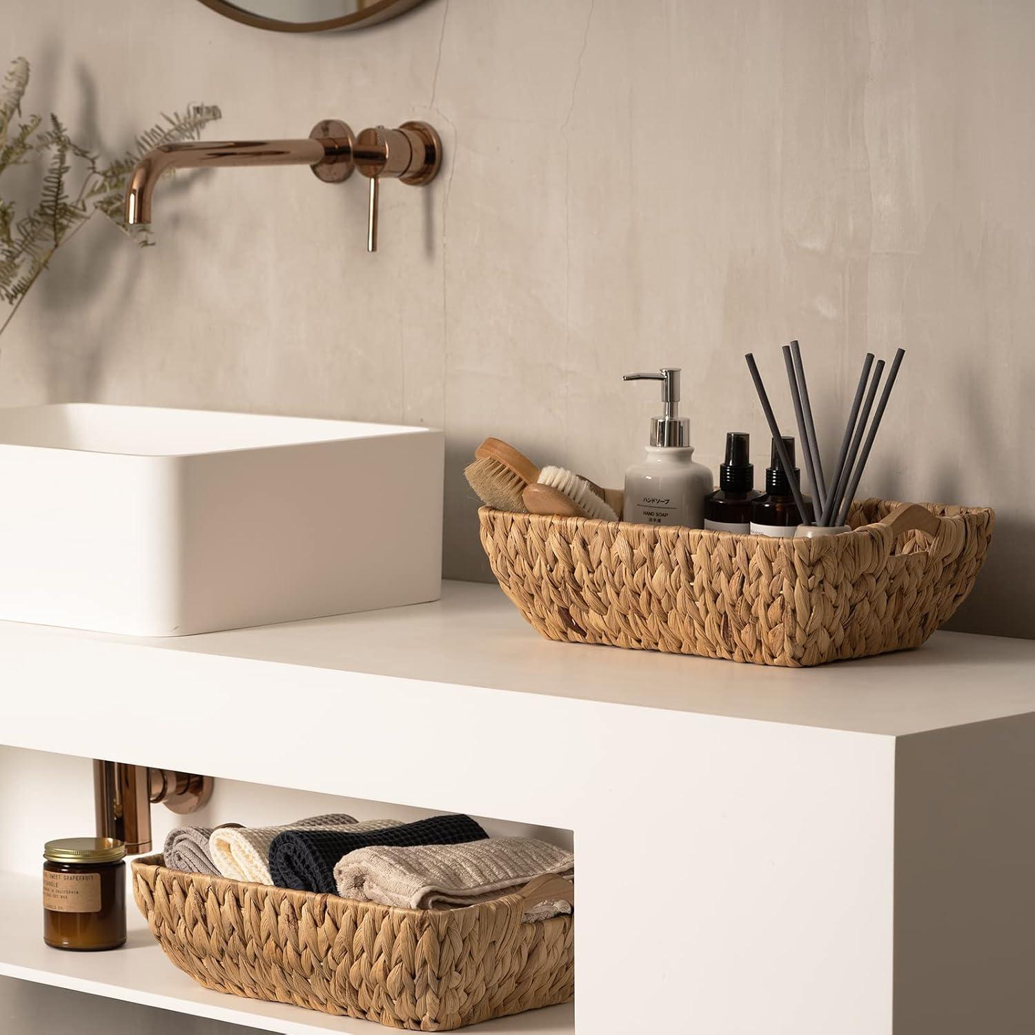 Cestas de Mimbre FairyHaus Juego de 2 Organizador Natural 38x25x12cm