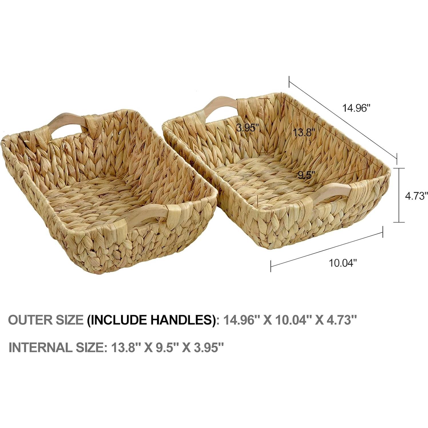 Cestas de Mimbre FairyHaus Juego de 2 Organizador Natural 38x25x12cm