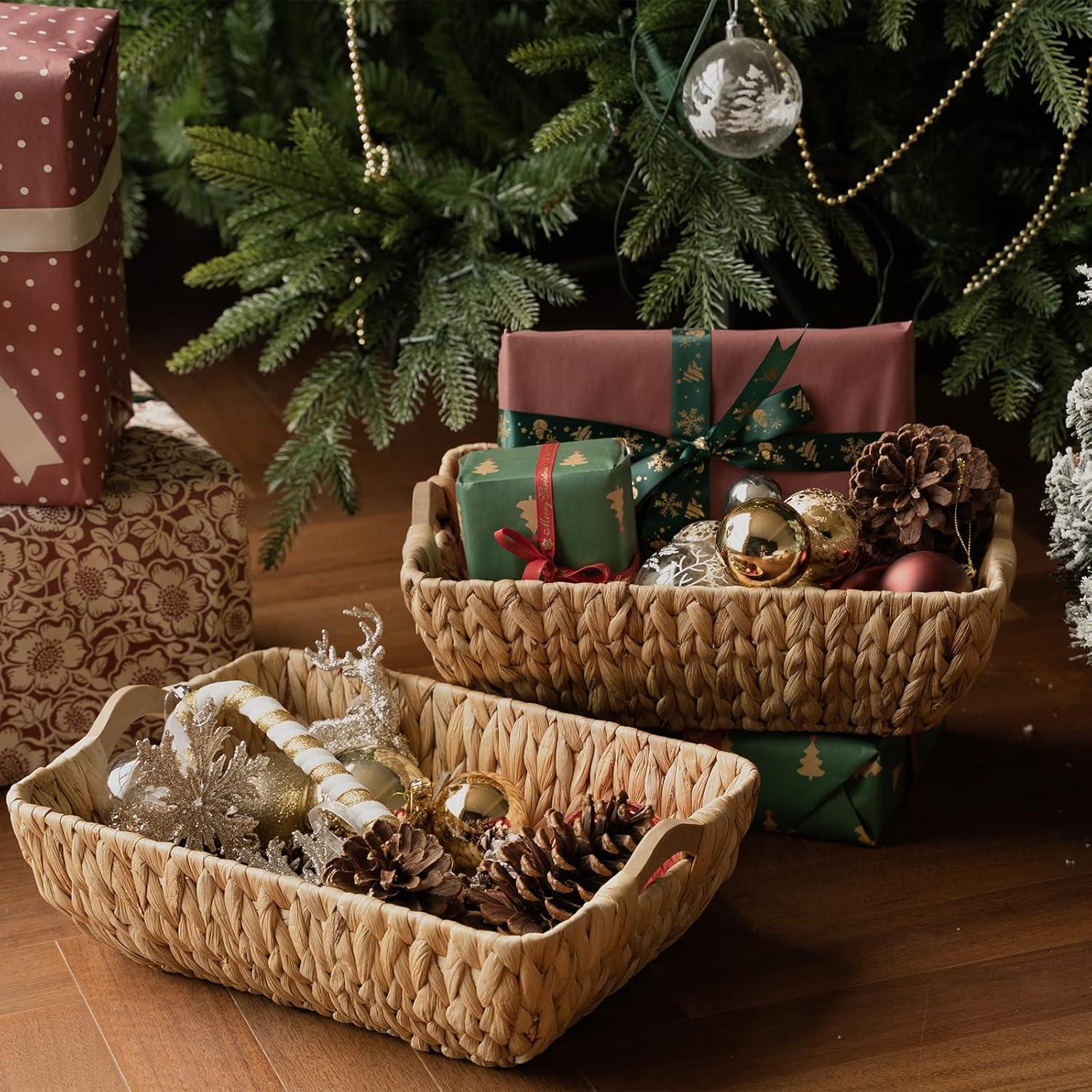 Cestas de Mimbre FairyHaus Juego de 2 Organizador Natural 38x25x12cm