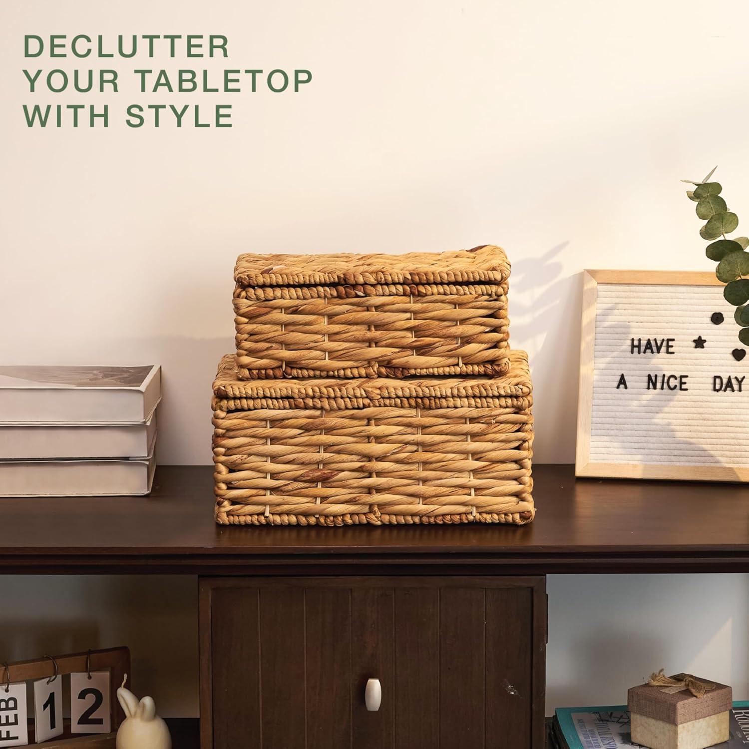 Cesta de Mimbre con Tapa 84ECO - Almacenamiento Decorativo Natural