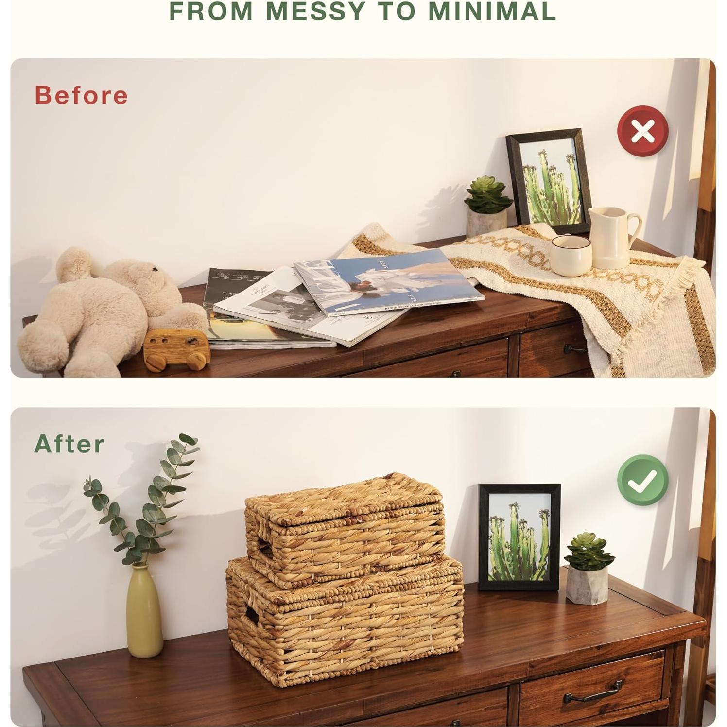 Cesta de Mimbre con Tapa 84ECO - Almacenamiento Decorativo Natural