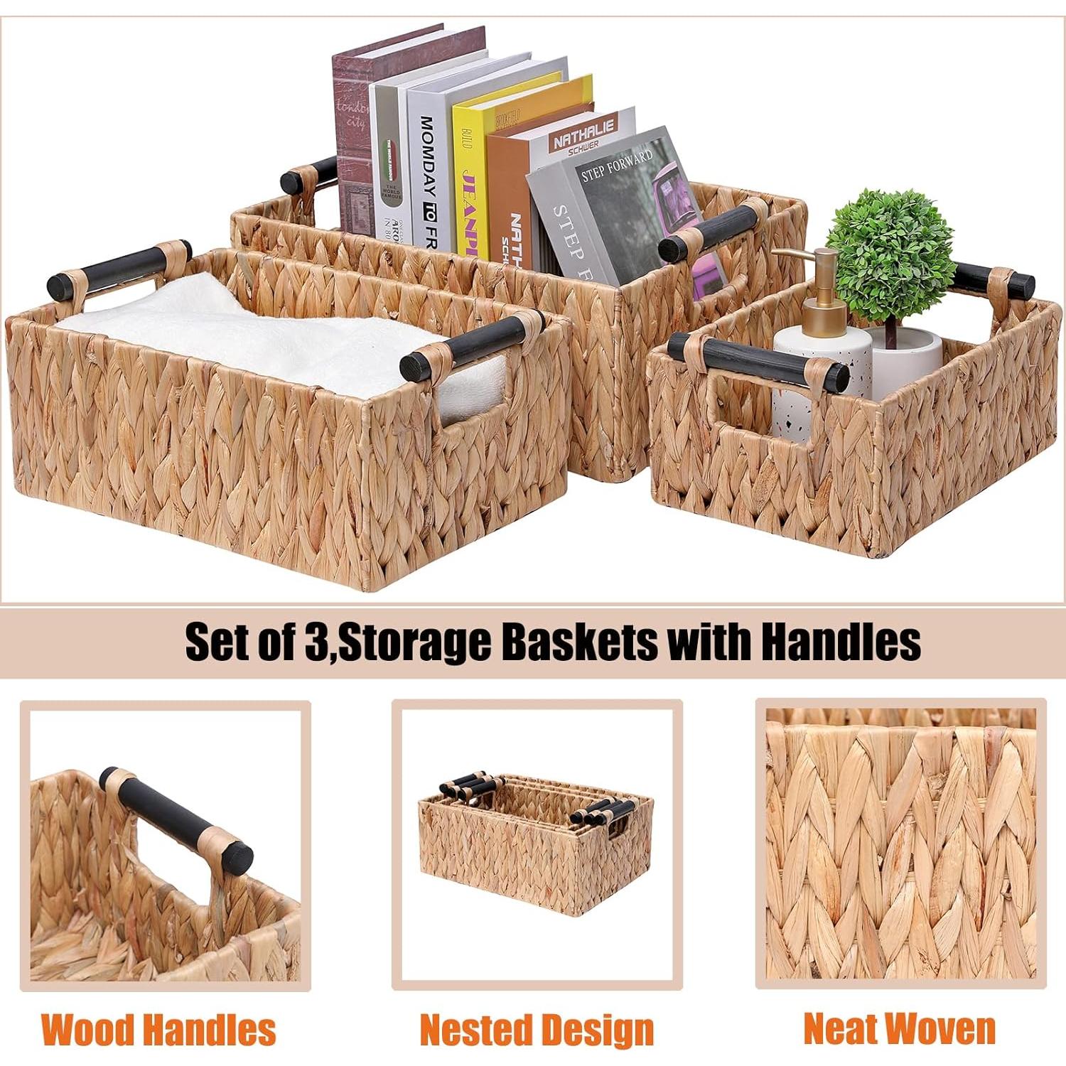 Cestas de Almacenamiento Tejidas a Mano YOCAHAO - 3 Piezas