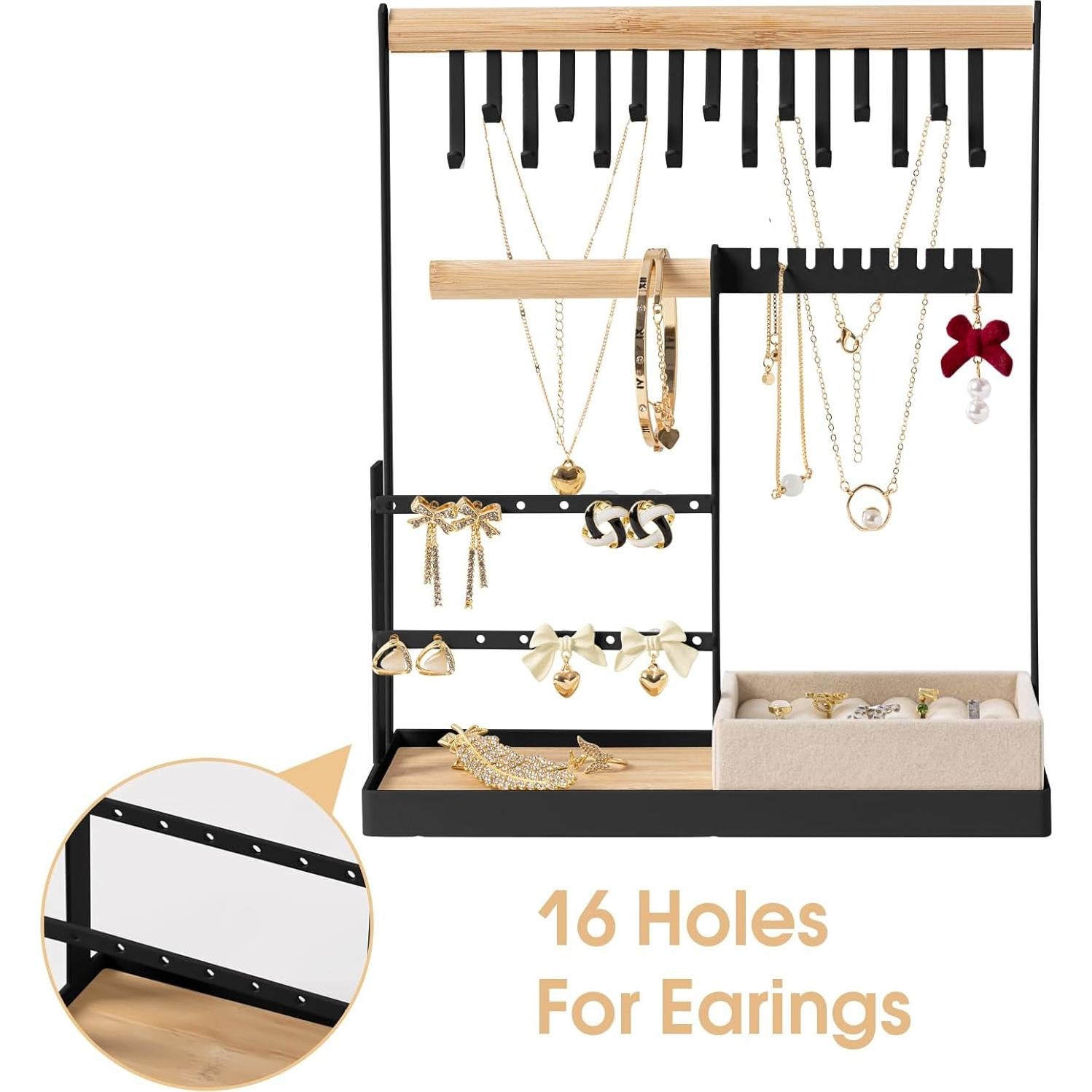 Organizador de Joyería MISS SHARK 4 Niveles con Estuche para Anillos