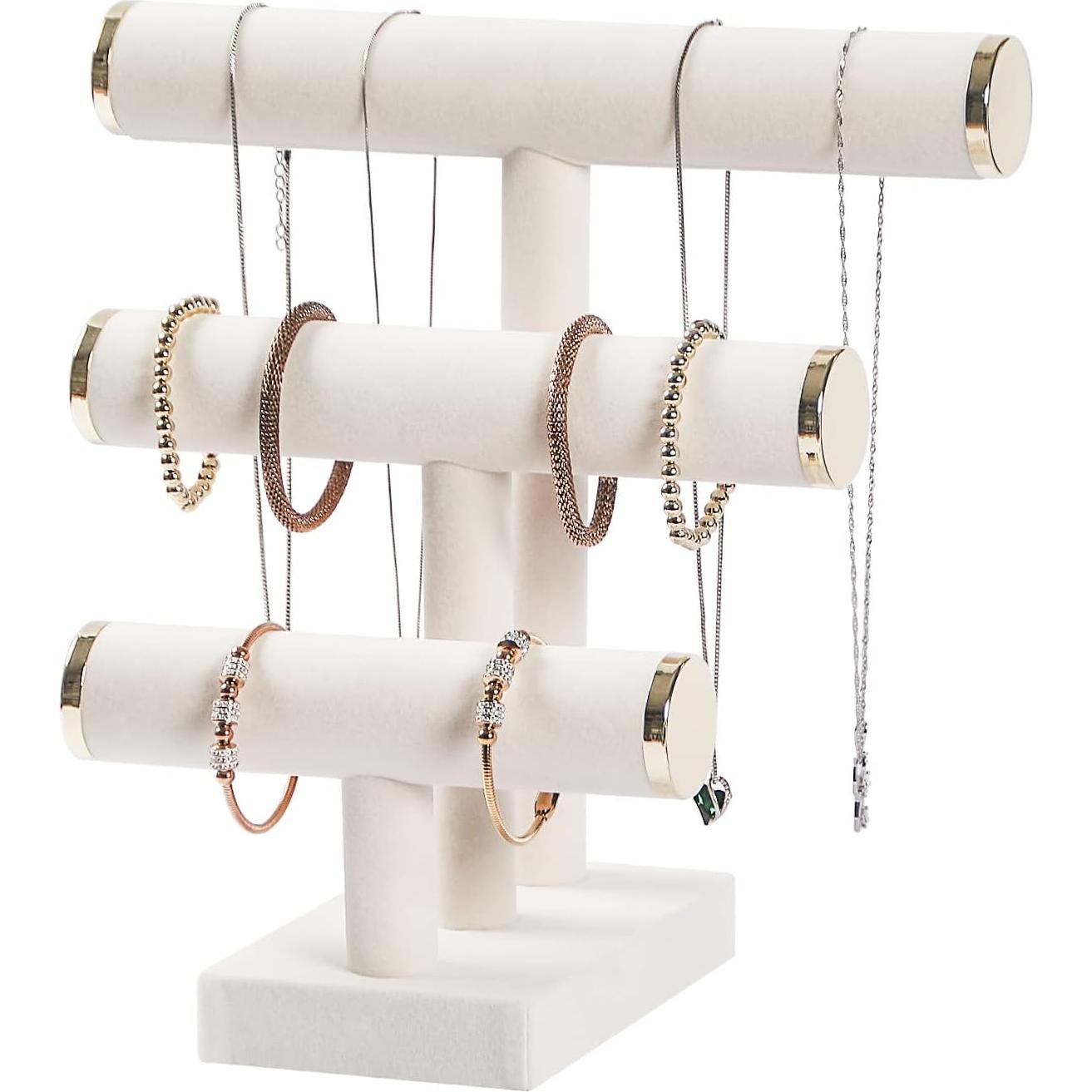 Soporte para Pulseras 3 Niveles Pengup Terciopelo Beige