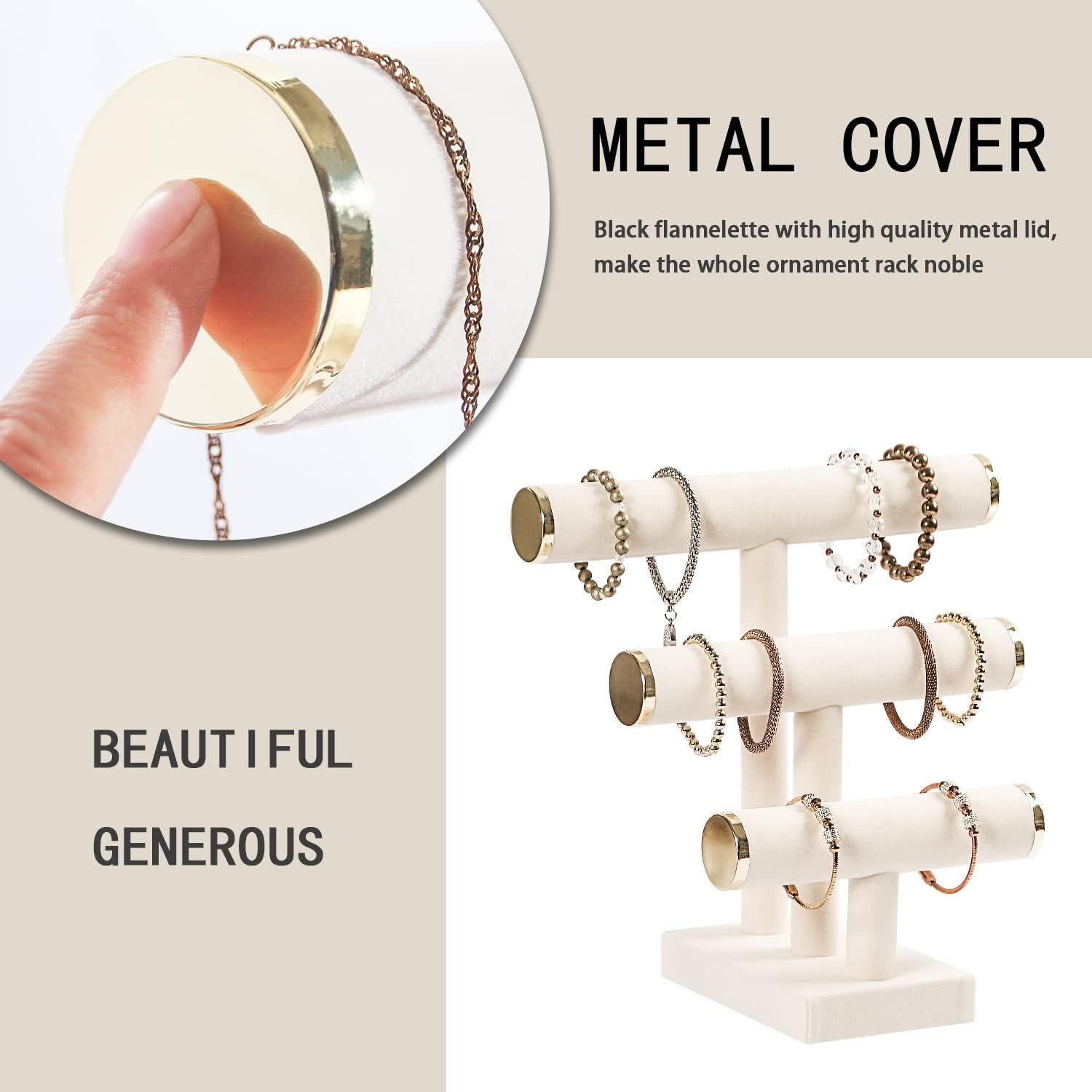 Soporte para Pulseras 3 Niveles Pengup Terciopelo Beige