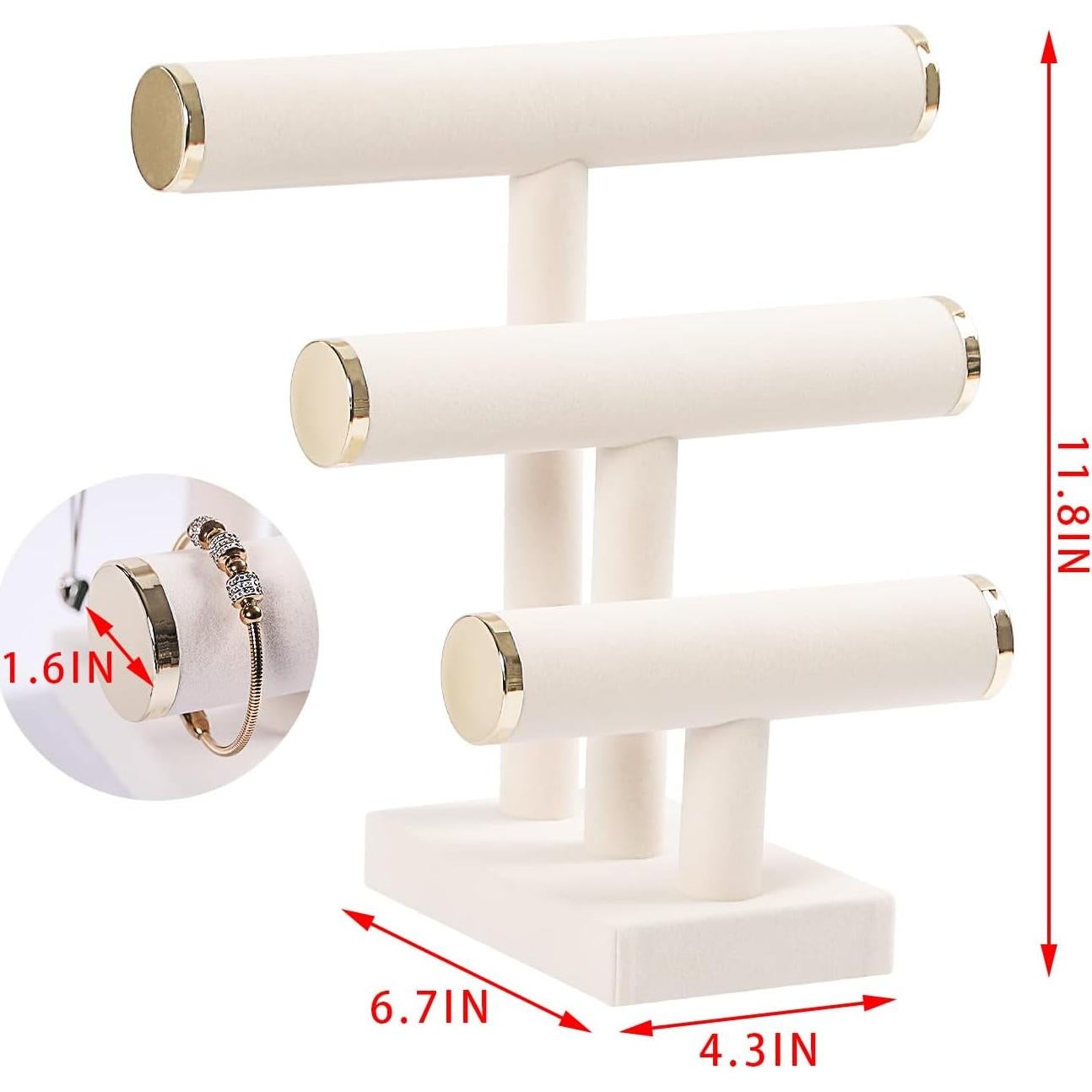 Soporte para Pulseras 3 Niveles Pengup Terciopelo Beige