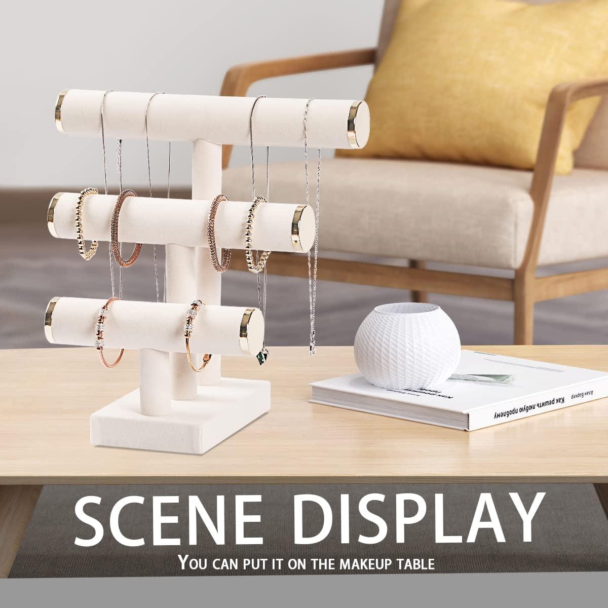 Soporte para Pulseras 3 Niveles Pengup Terciopelo Beige