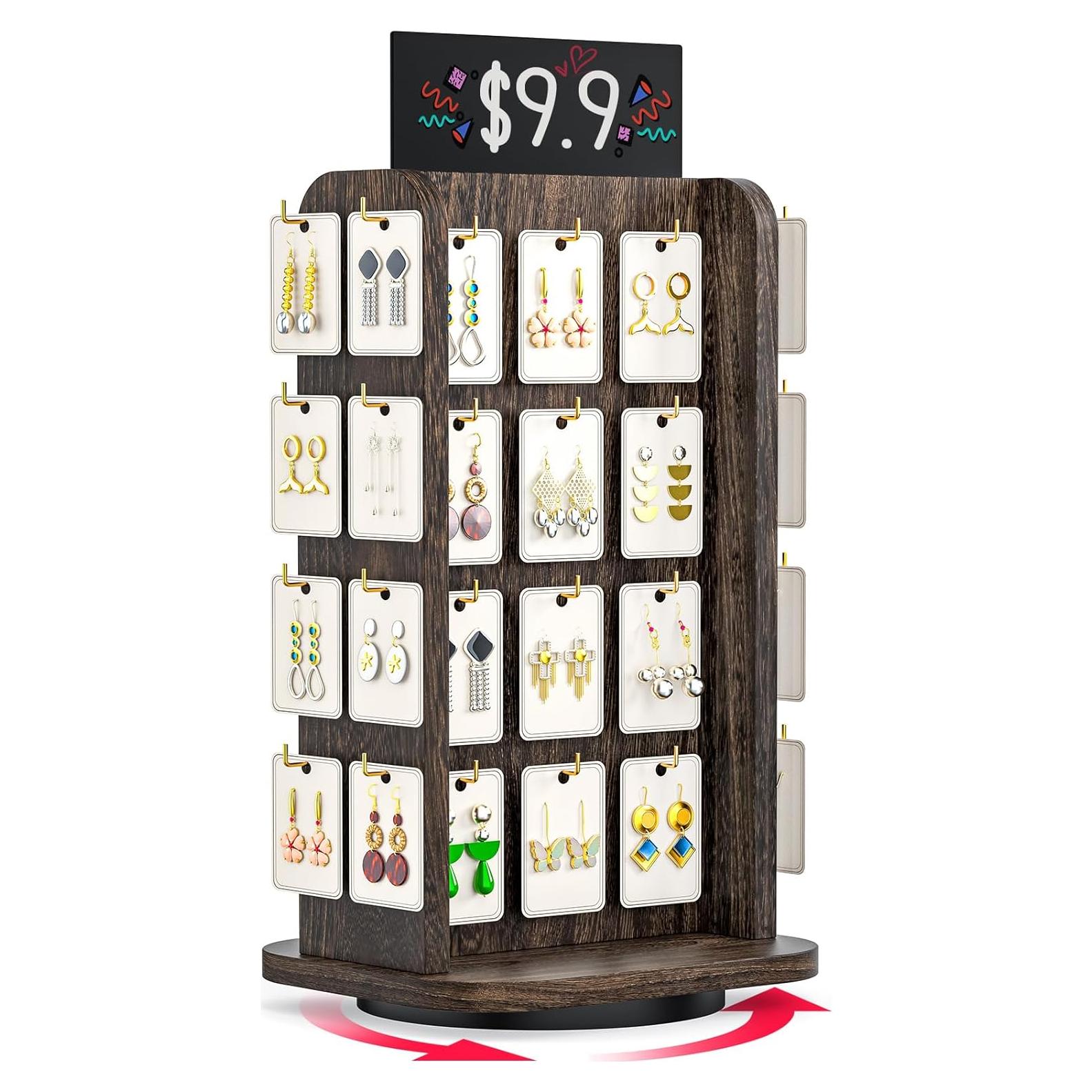 Soporte de Exhibición de Joyería Rotativo ORLESS Negro 40 Ganchos