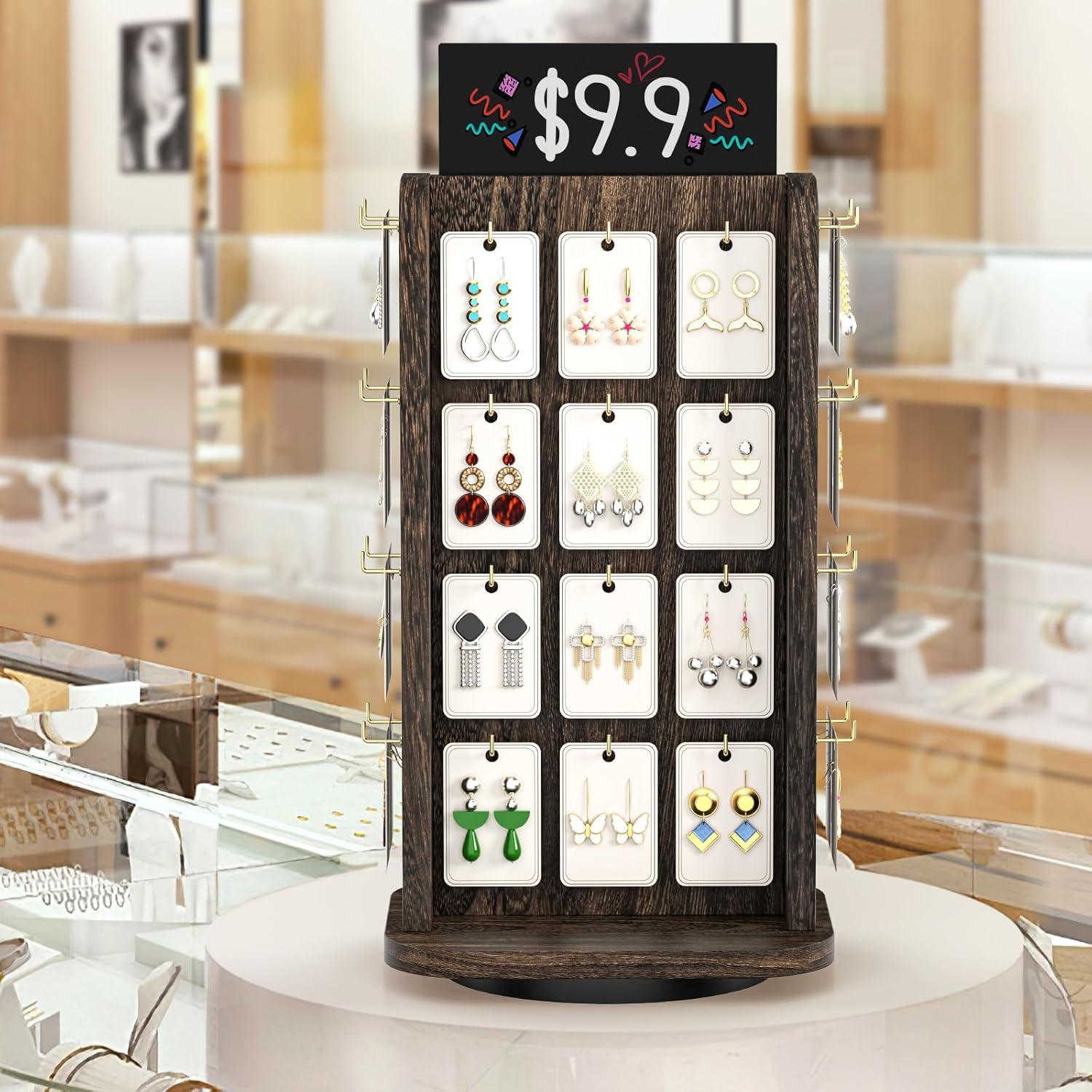 Soporte de Exhibición de Joyería Rotativo ORLESS Negro 40 Ganchos