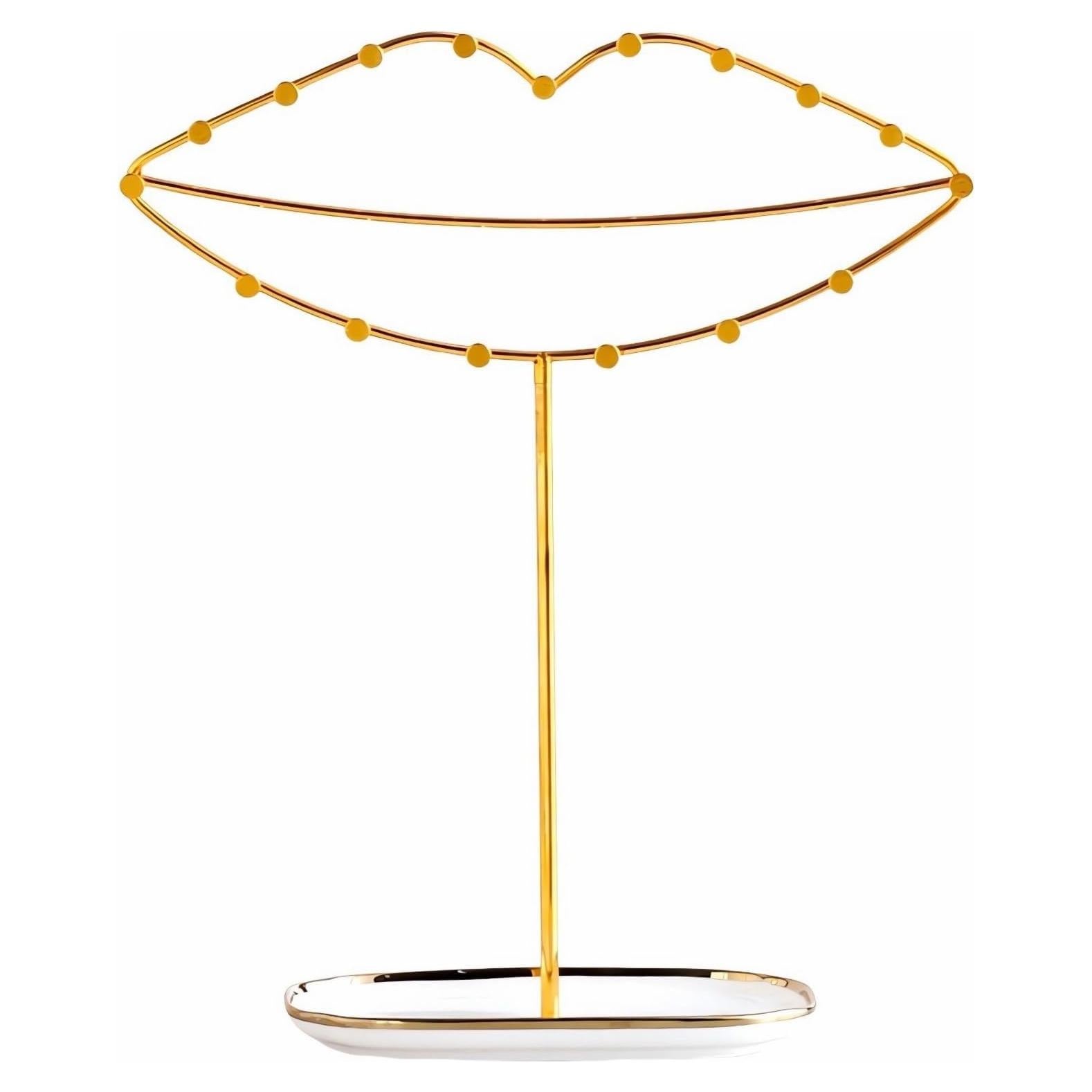 Soporte de Joyería KELEQUI ZAP con Base de Cerámica Dorada