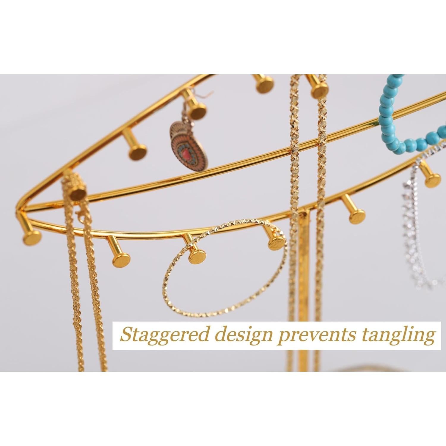 Soporte de Joyería KELEQUI ZAP con Base de Cerámica Dorada