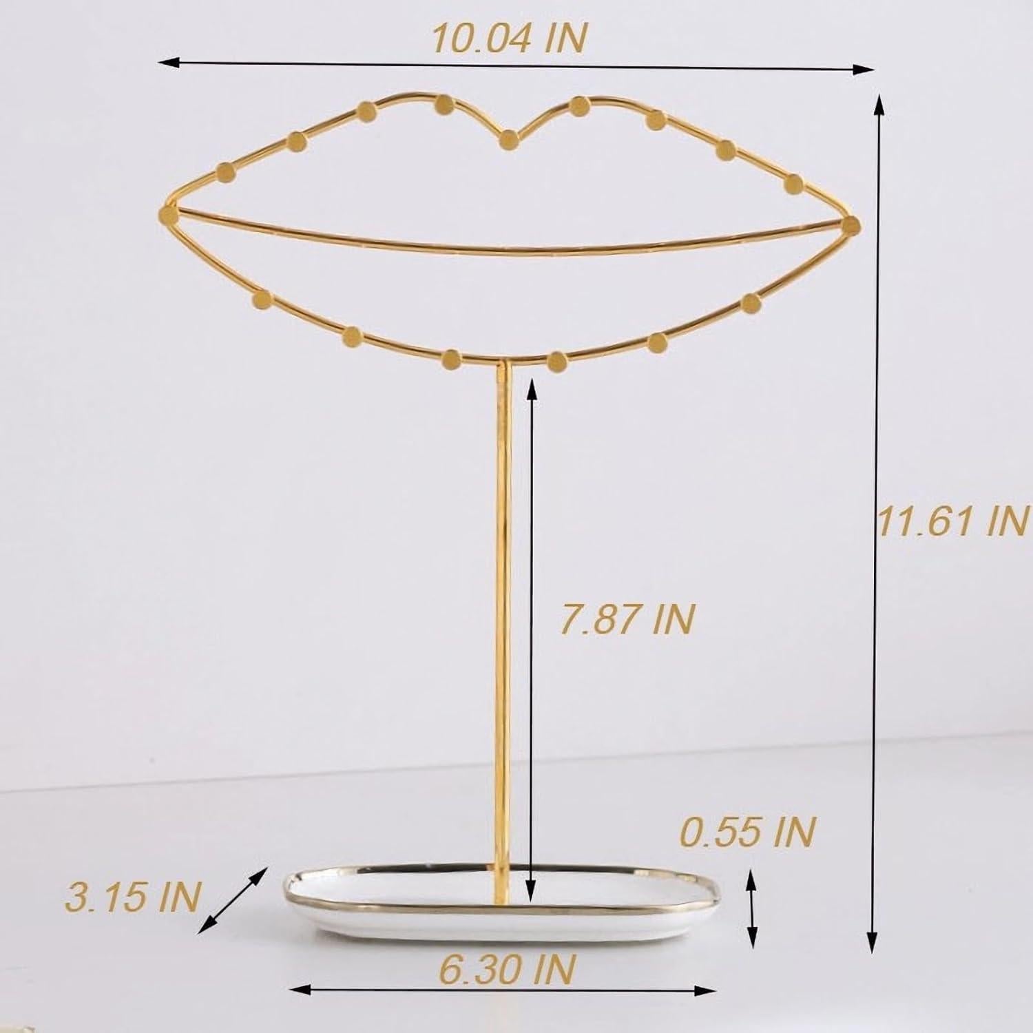Soporte de Joyería KELEQUI ZAP con Base de Cerámica Dorada