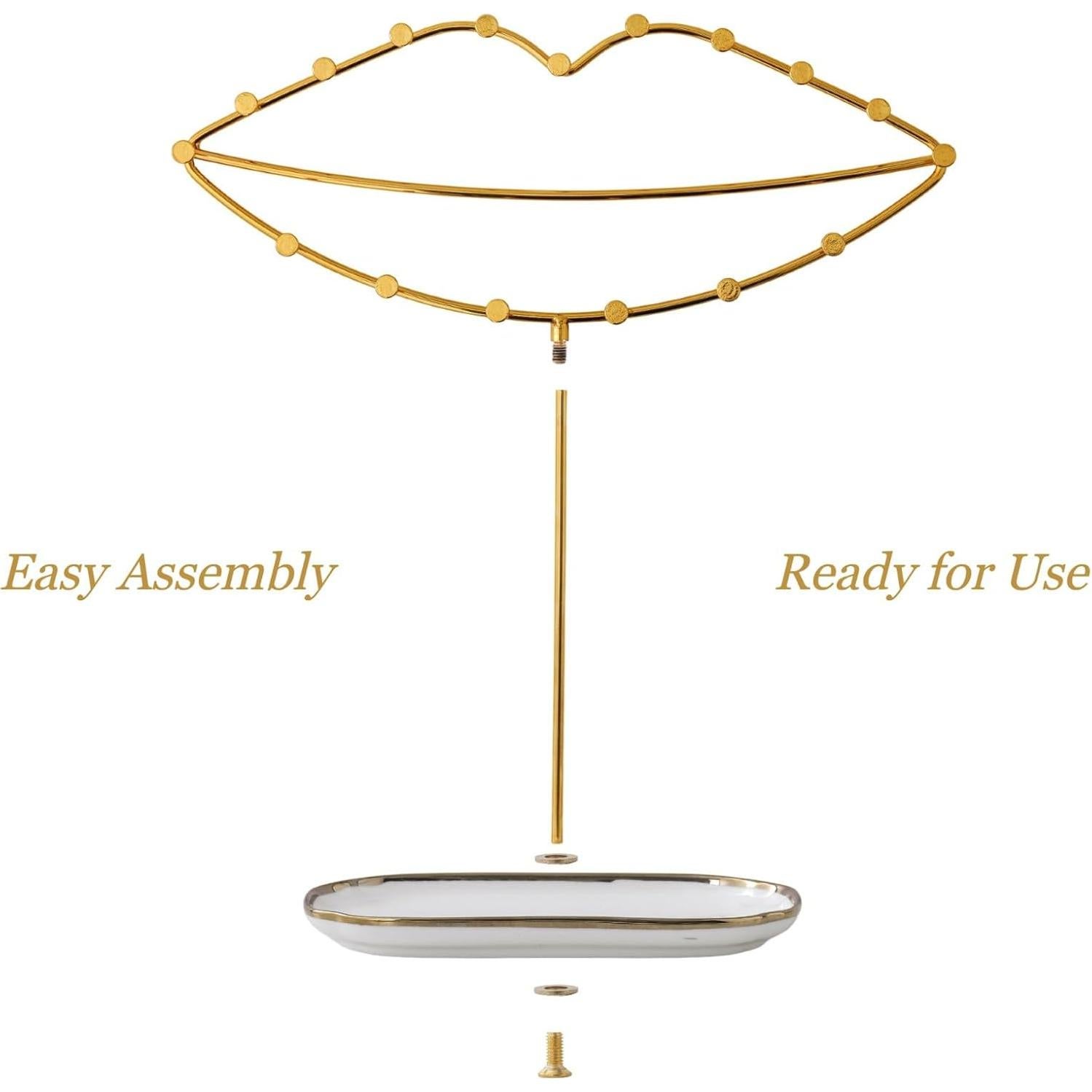 Soporte de Joyería KELEQUI ZAP con Base de Cerámica Dorada