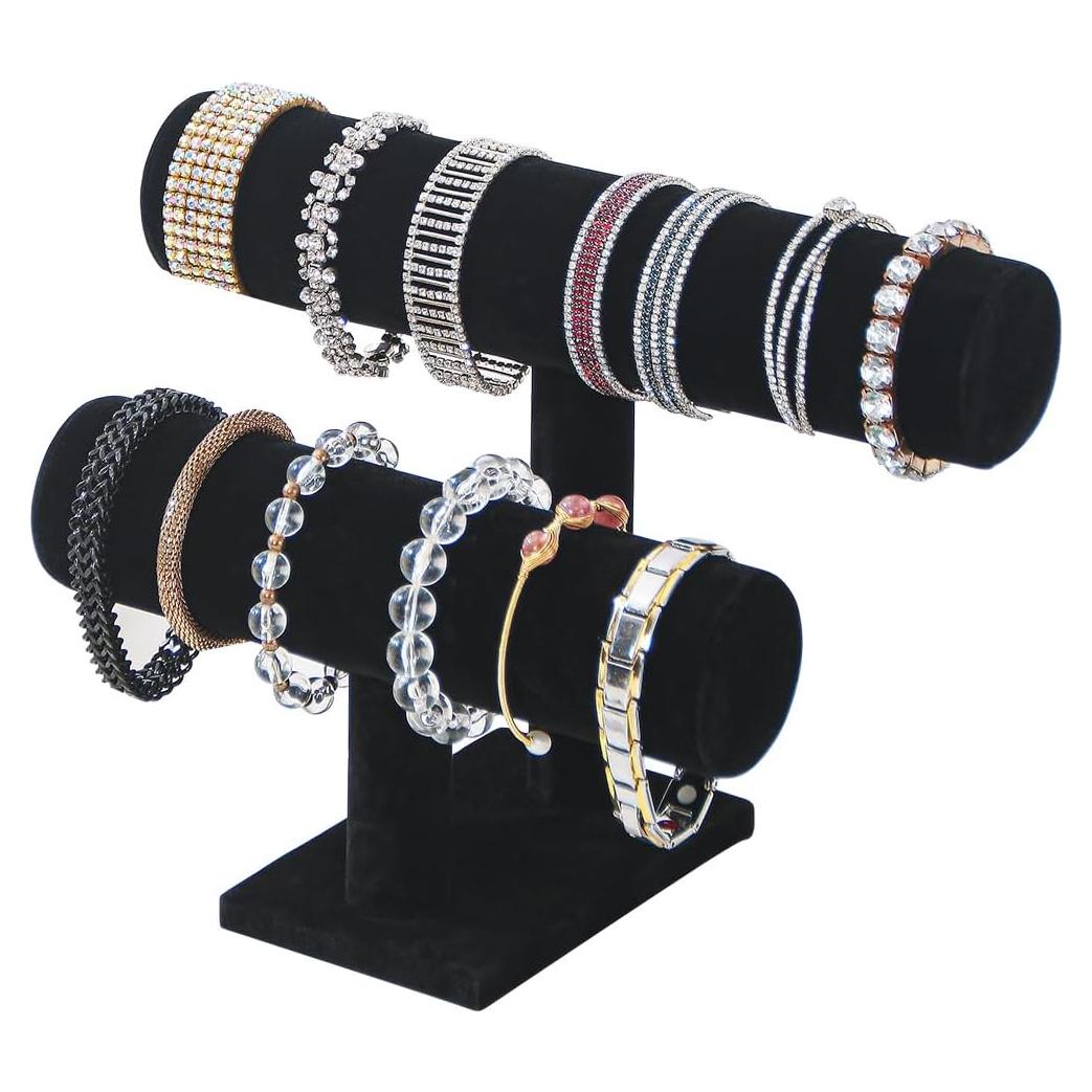 Soporte de exhibición de joyas Coward 2 niveles terciopelo negro