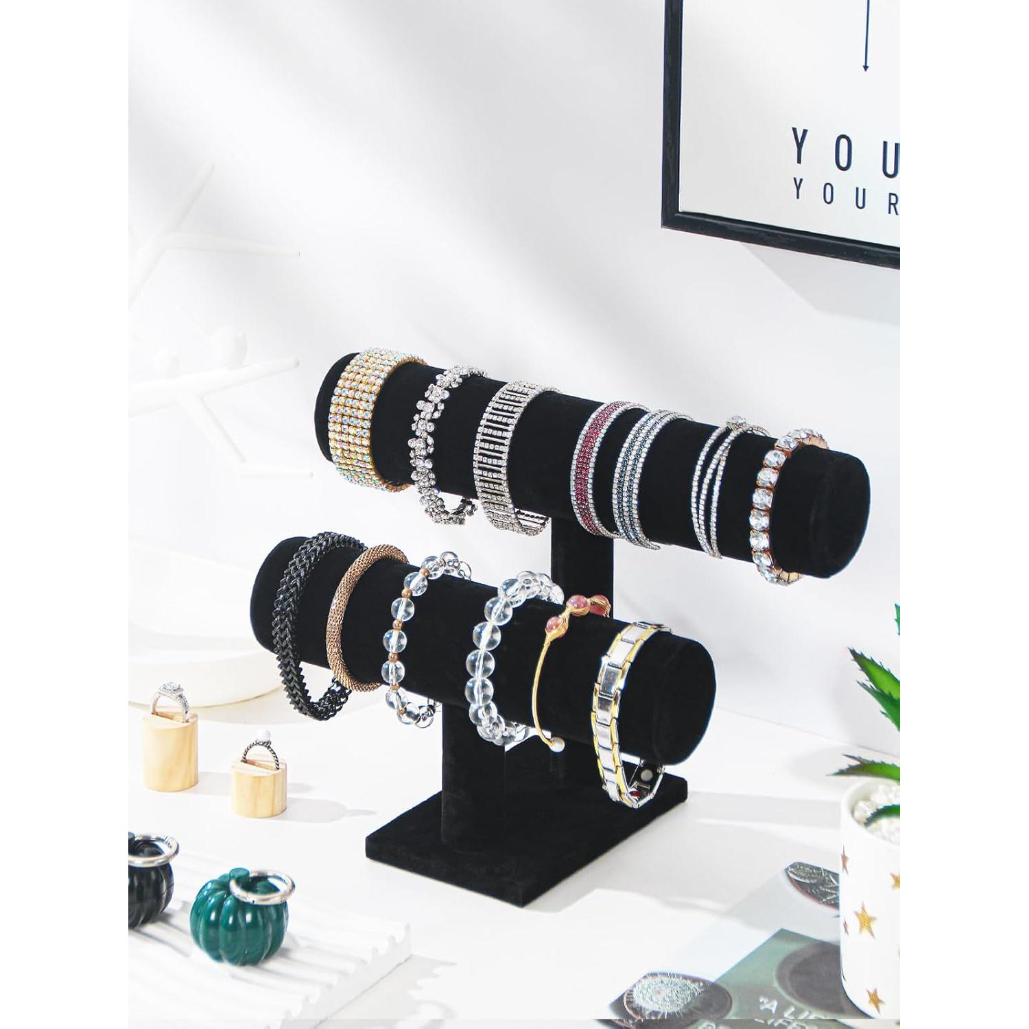 Soporte de exhibición de joyas Coward 2 niveles terciopelo negro