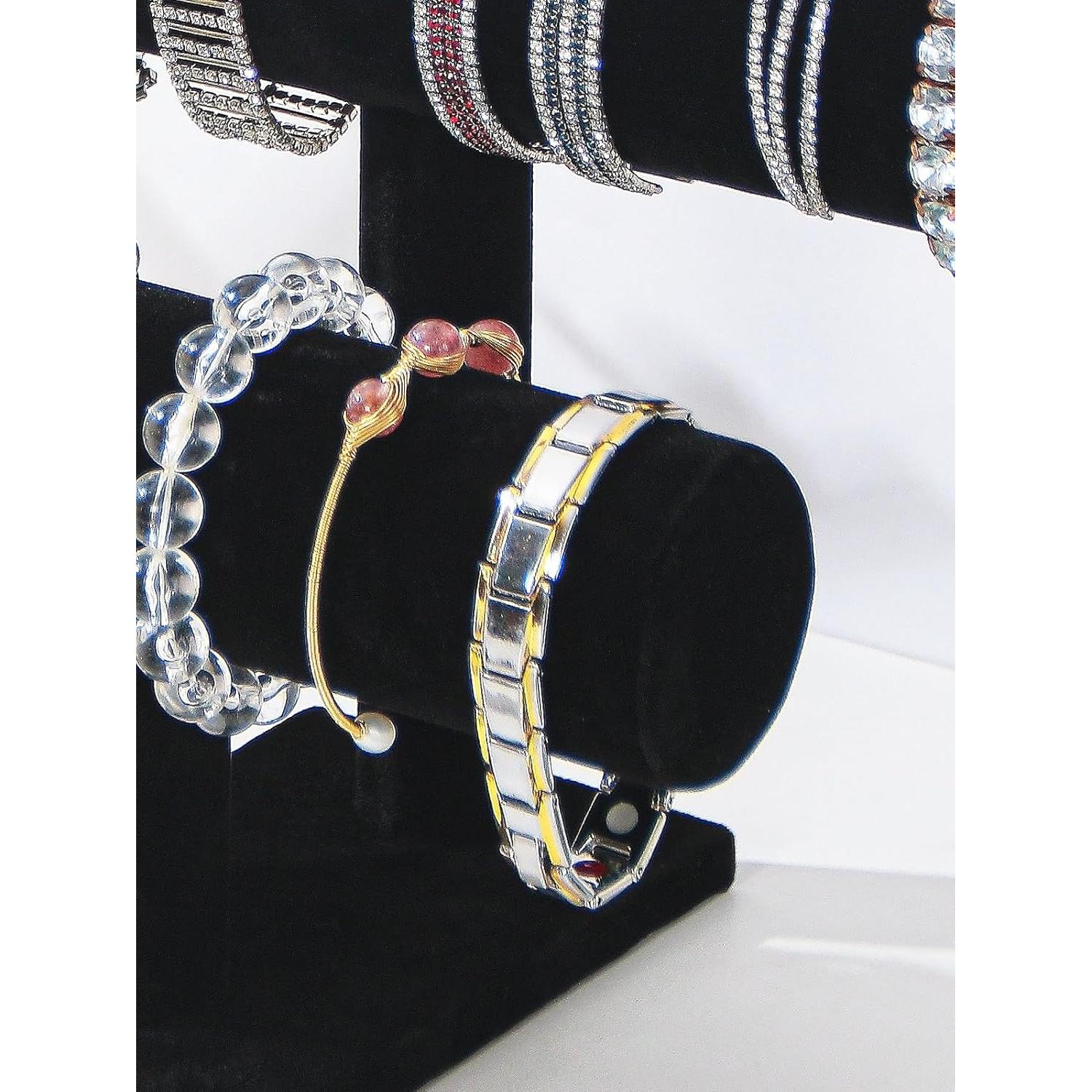 Soporte de exhibición de joyas Coward 2 niveles terciopelo negro