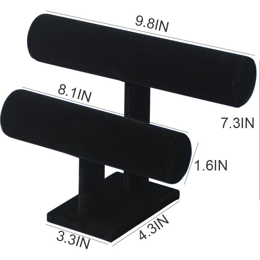 Soporte de exhibición de joyas Coward 2 niveles terciopelo negro