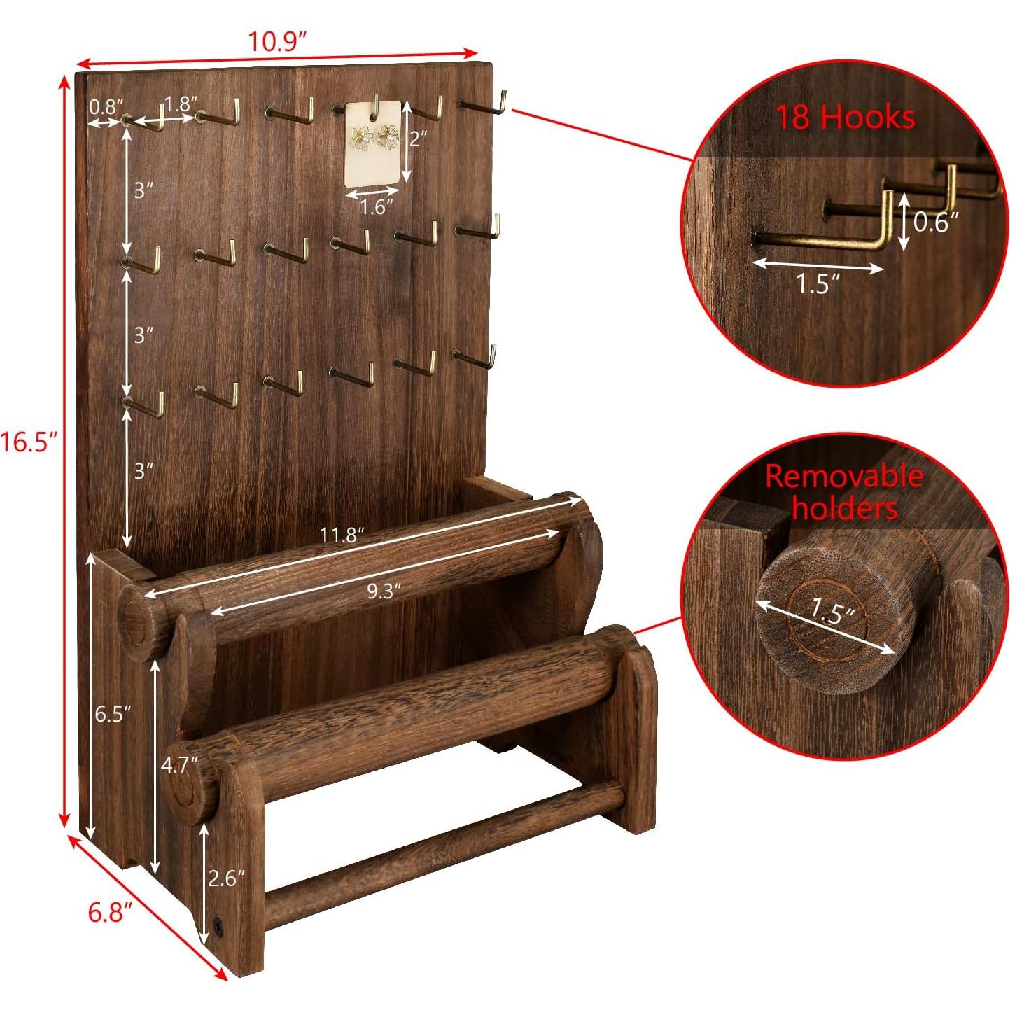 Soporte Organizador de Joyería Ikee Design Madera 18 Ganchos