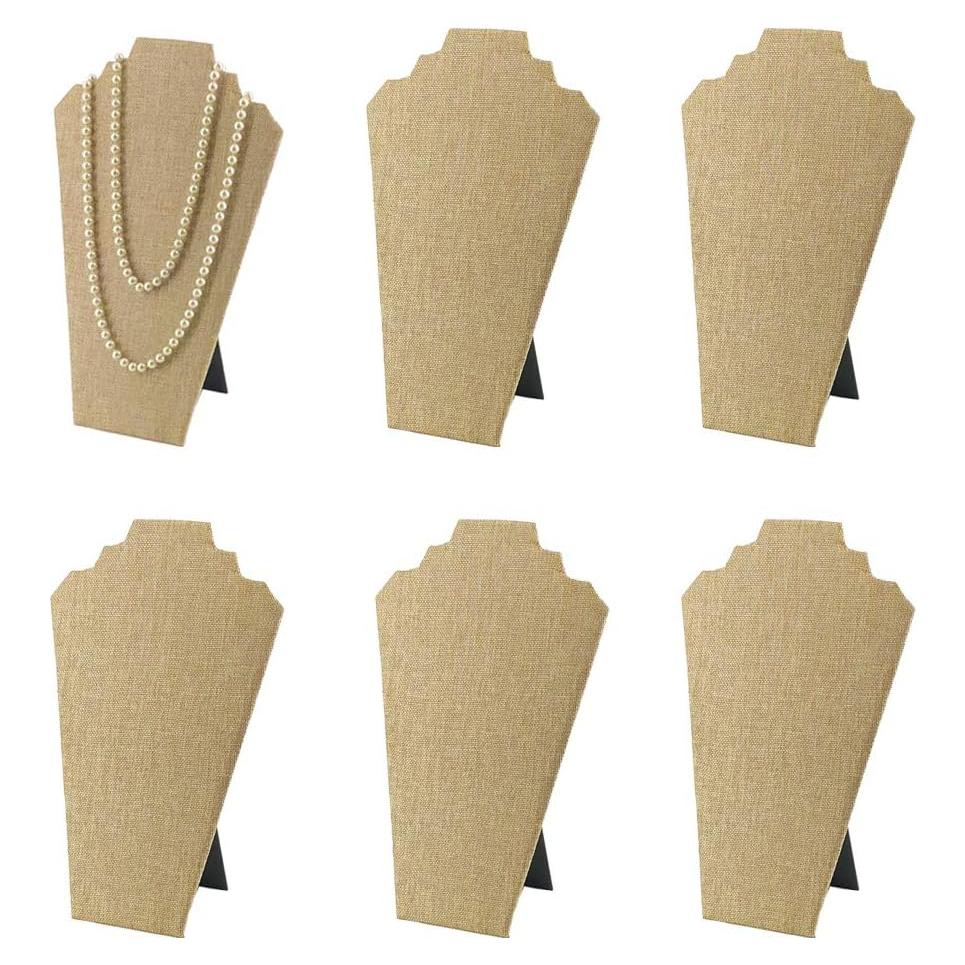 Soportes de Exhibición de Collares 7TH VELVET 6 Pcs Lino Beige