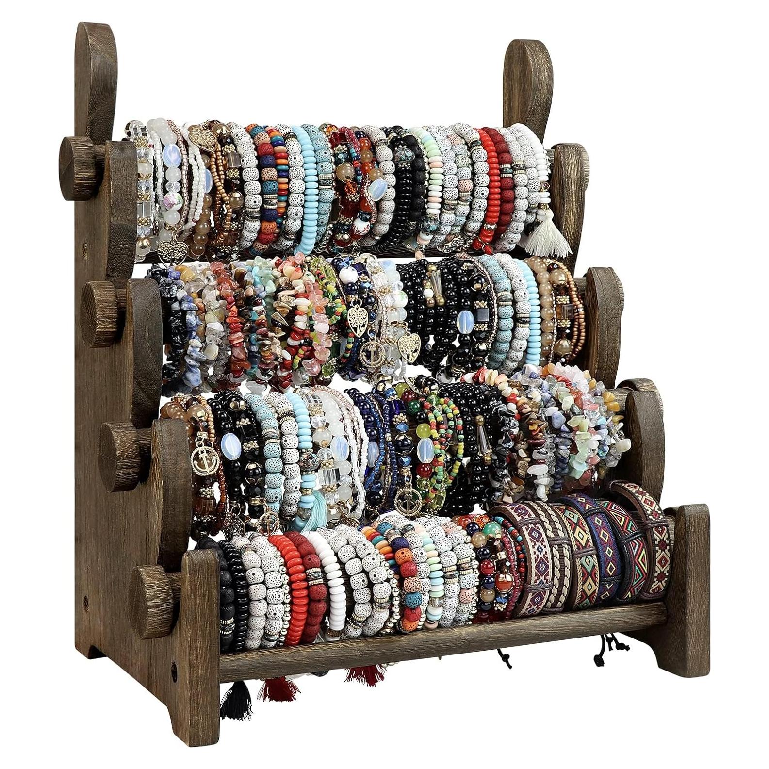 Soporte de Joyería de Madera TOPNEW 4 Niveles Marrón