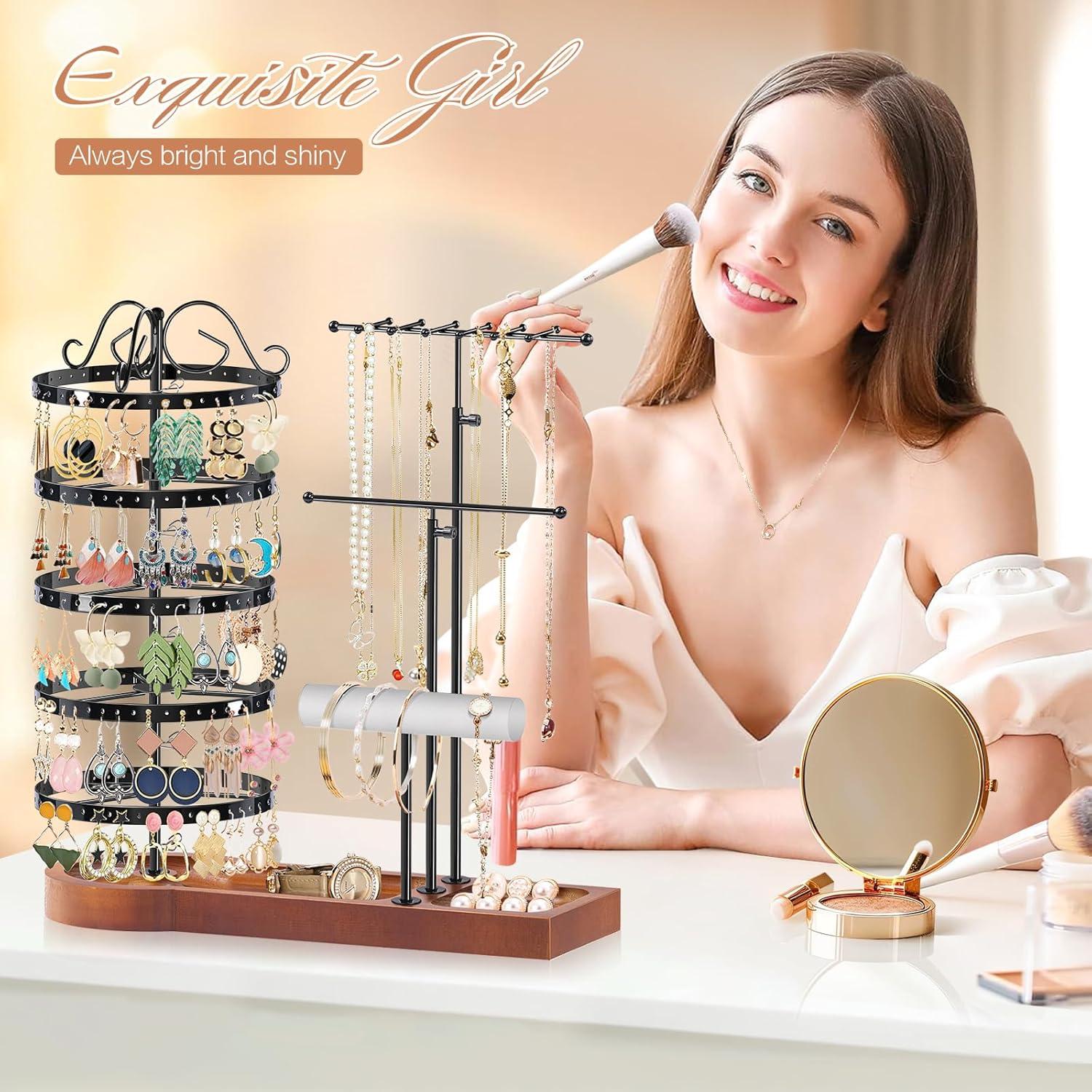 Organizador de Joyería KALYLOC Giratorio 5 Niveles Madera