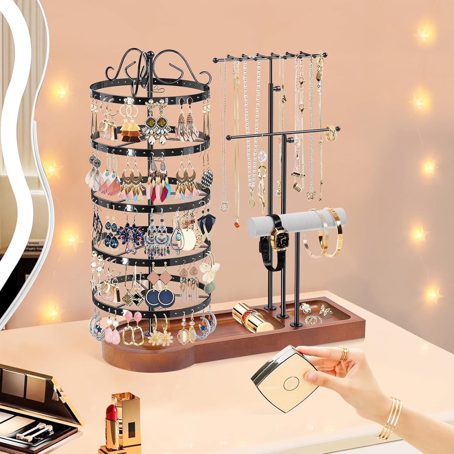 Organizador de Joyería KALYLOC Giratorio 5 Niveles Madera