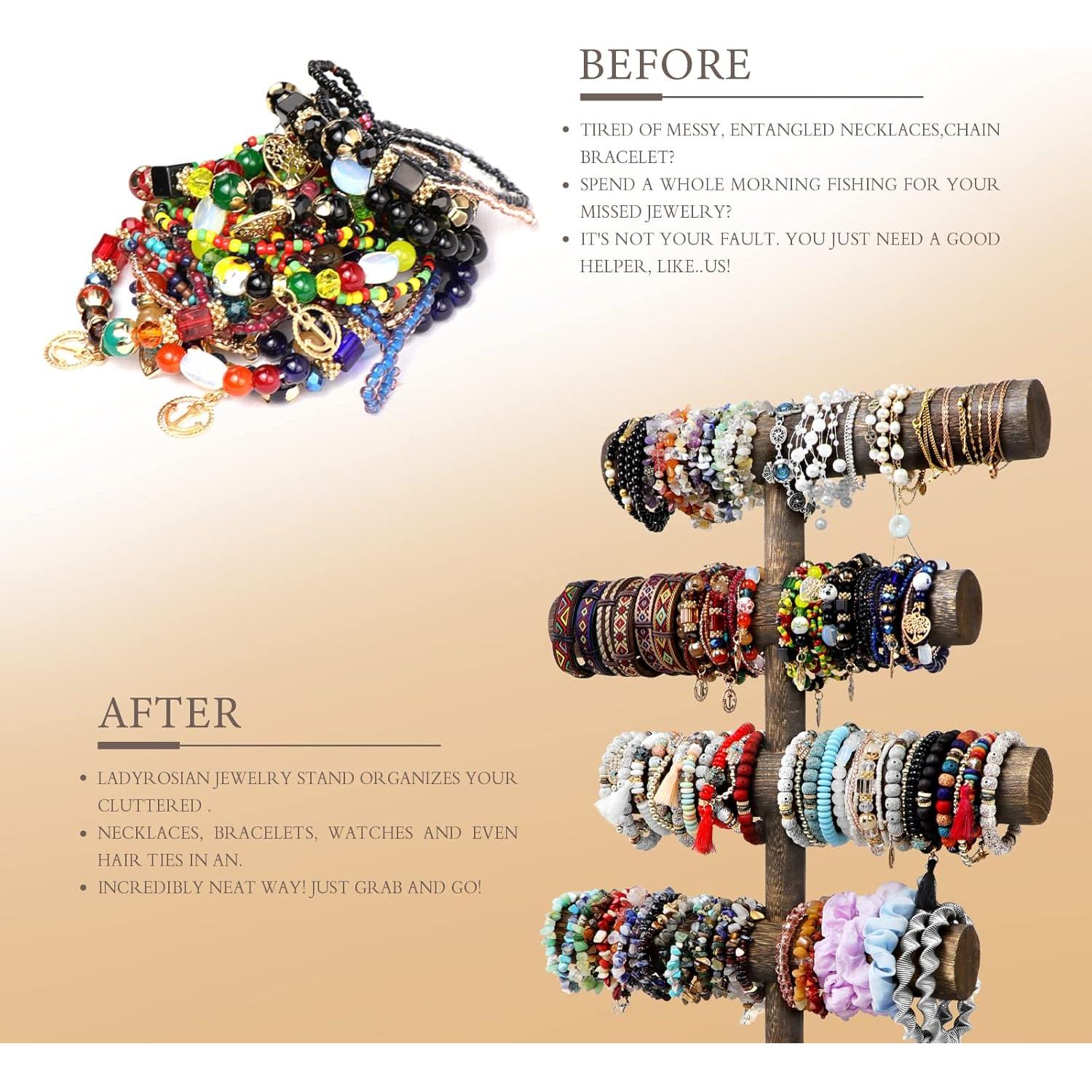 Soporte de Joyería de Madera LadyRosian 4 Niveles para Pulseras