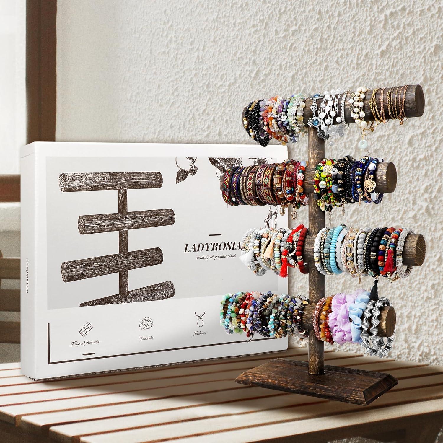 Soporte de Joyería de Madera LadyRosian 4 Niveles para Pulseras