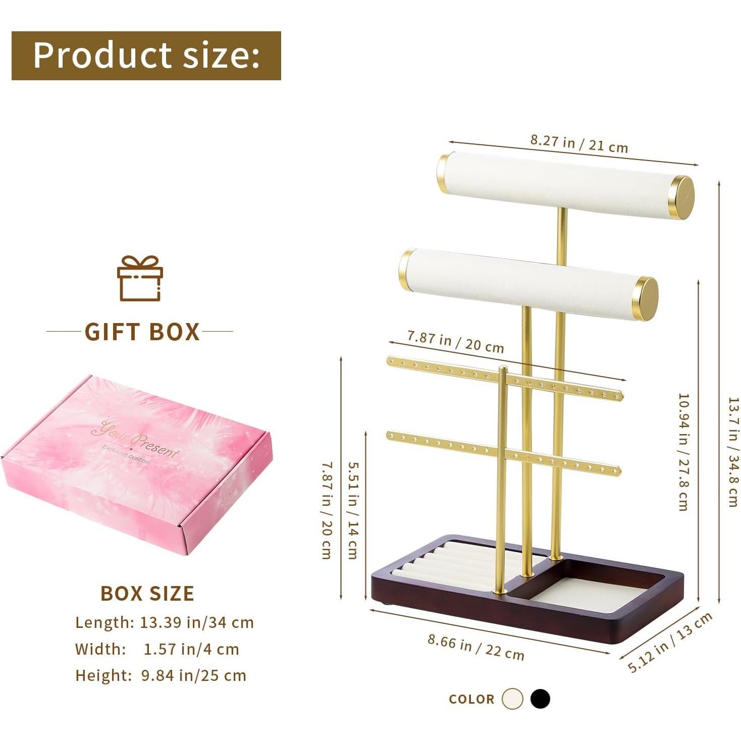 Soporte de Joyería en Terciopelo Beige Leijosya - Torre en T