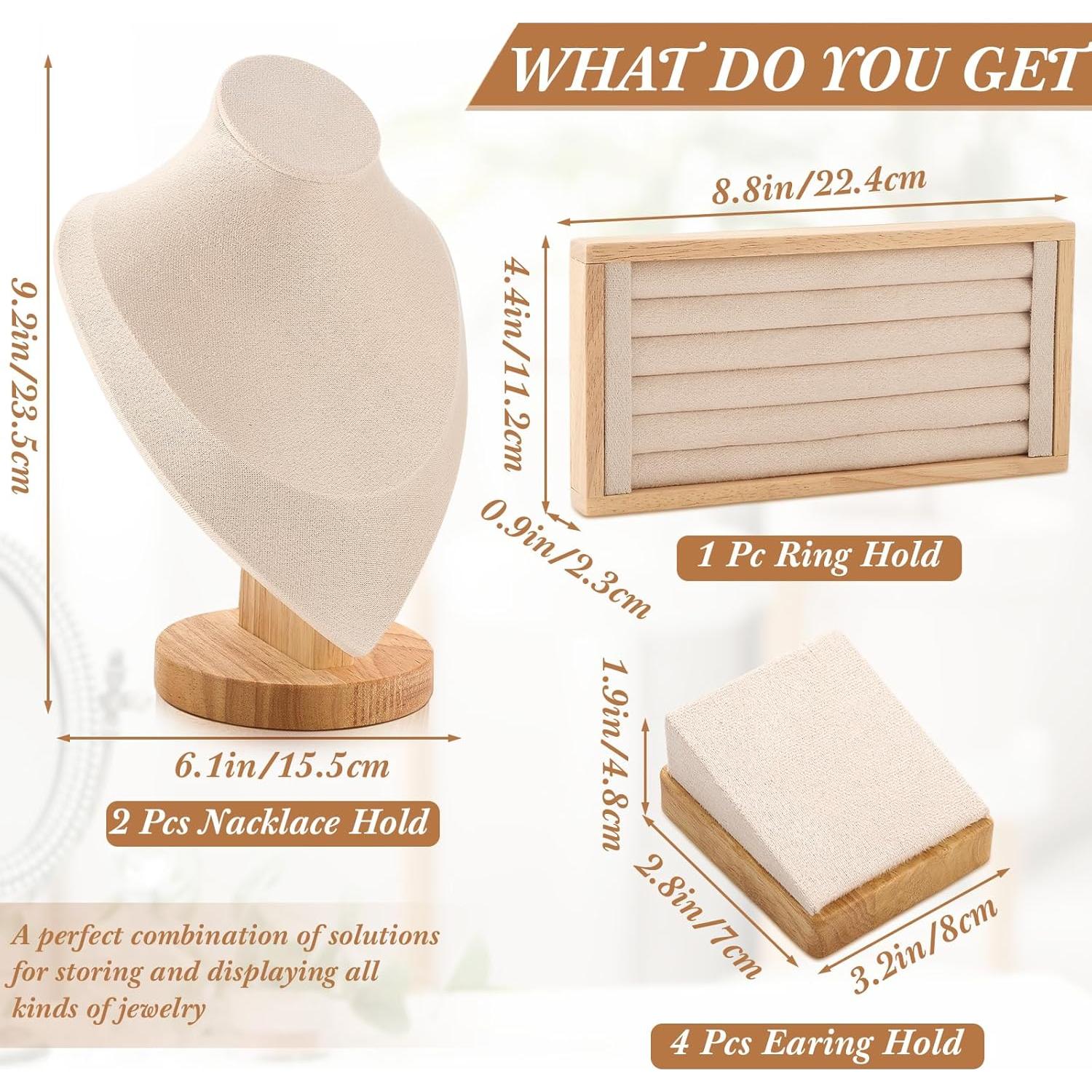 Soporte de Exhibición de Joyería RattanView 7 Pcs Beige