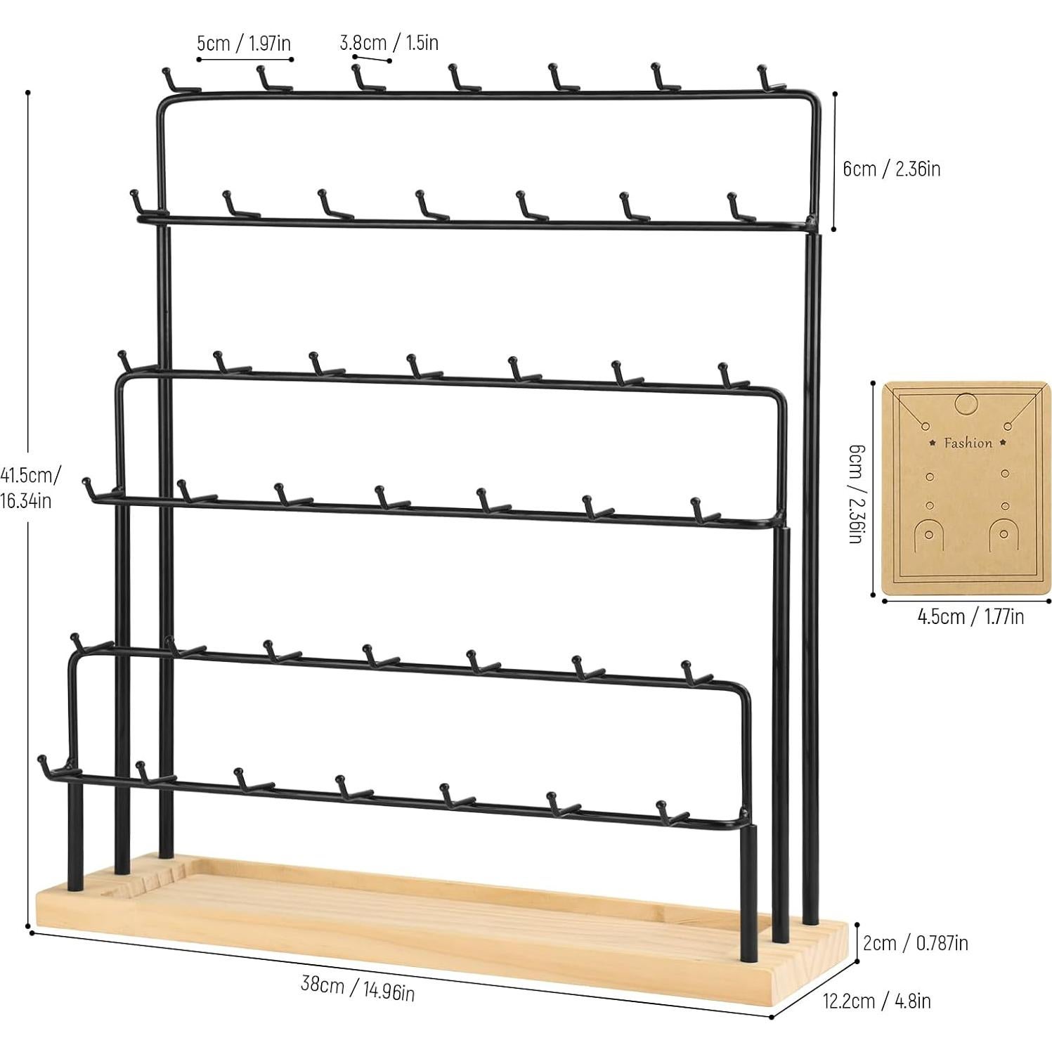 Soporte de Pendientes RNTBWD Negro 6 Niveles 42 Ganchos