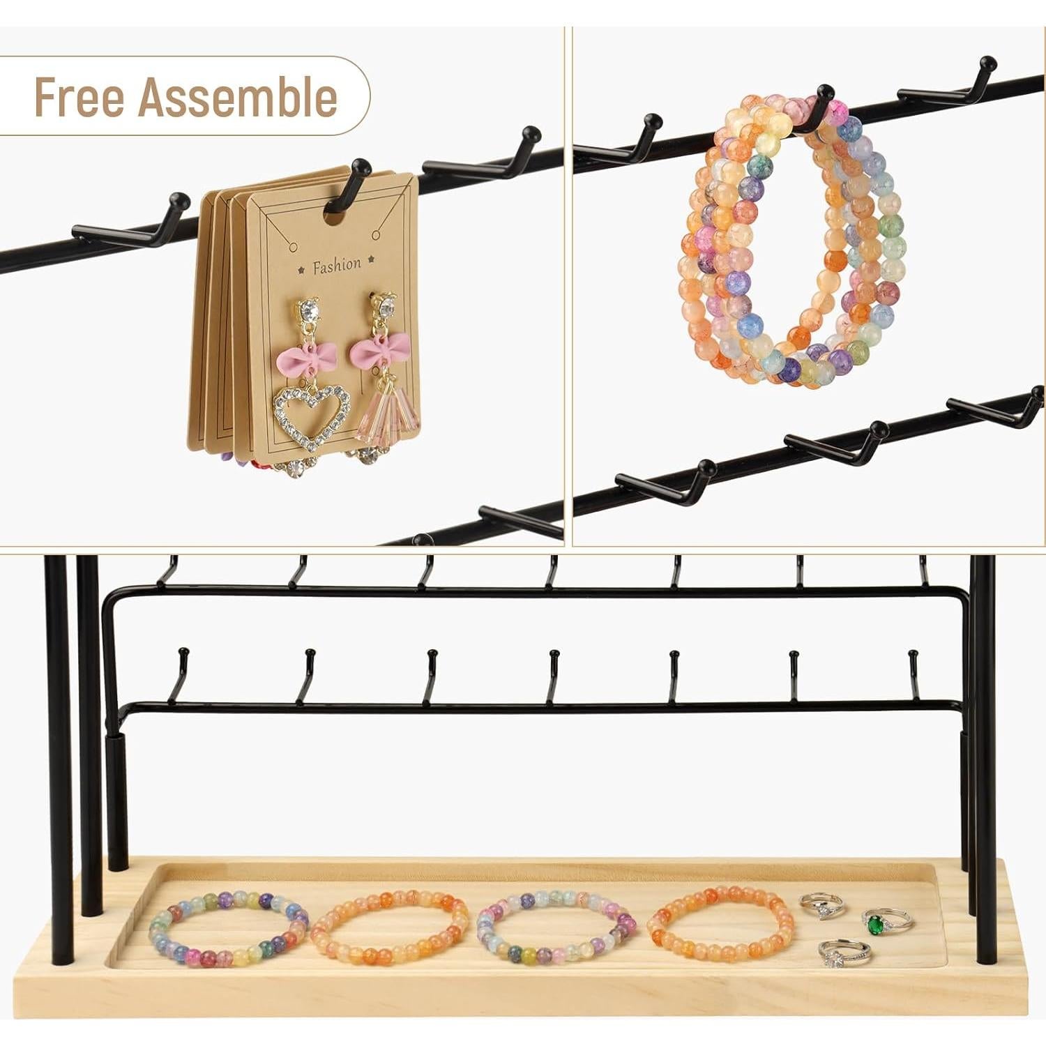 Soporte de Pendientes RNTBWD Negro 6 Niveles 42 Ganchos