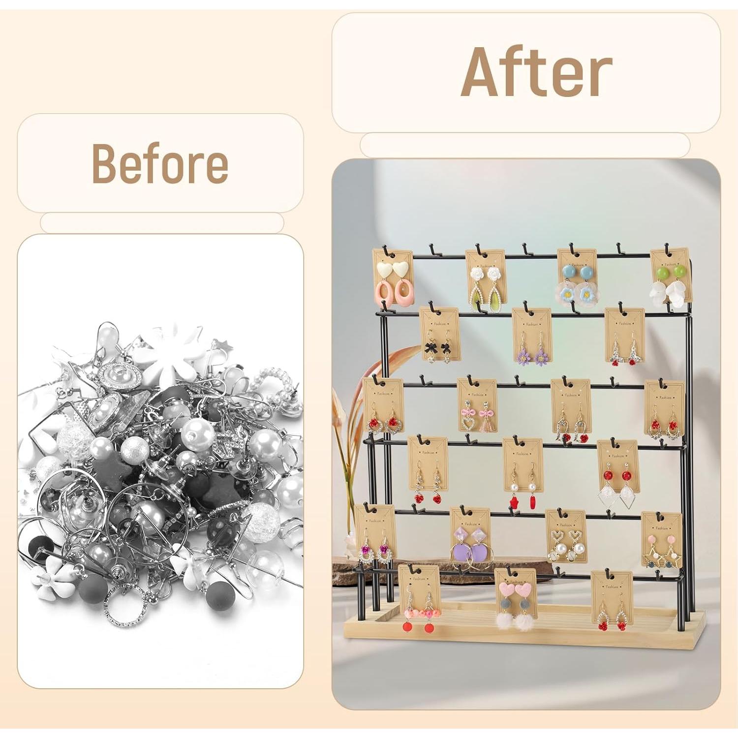 Soporte de Pendientes RNTBWD Negro 6 Niveles 42 Ganchos