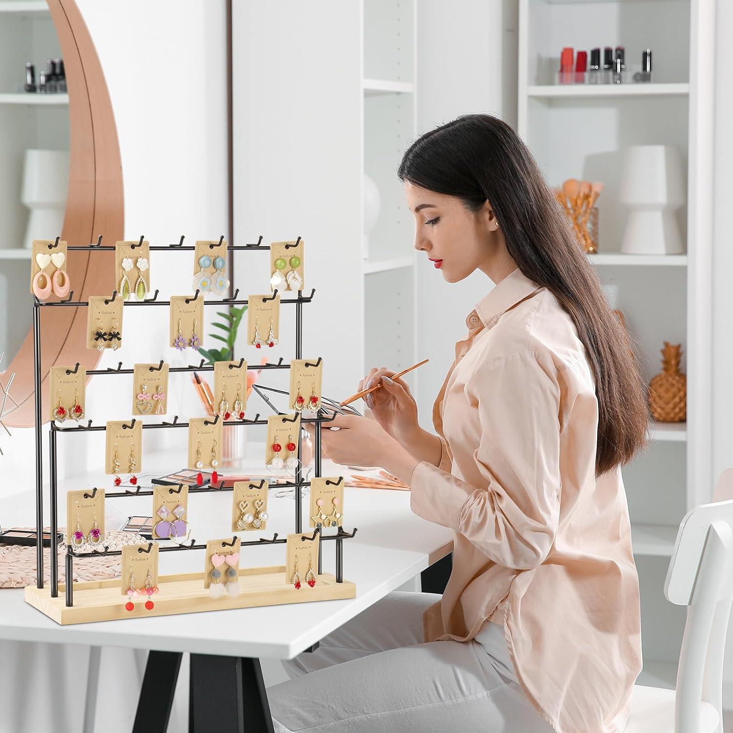 Soporte de Pendientes RNTBWD Negro 6 Niveles 42 Ganchos