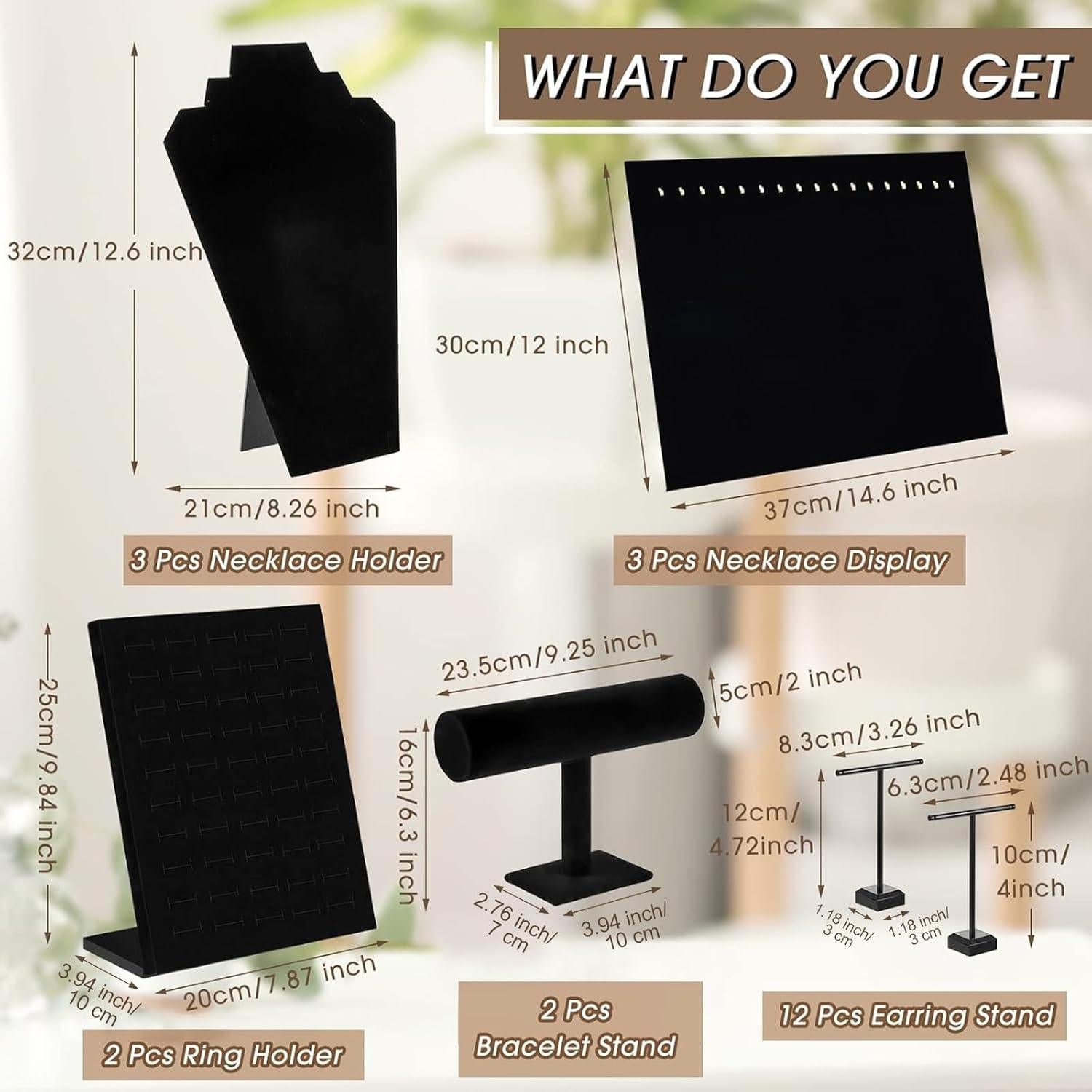 Conjunto de Exhibición de Joyería 22 Piezas Henoyso Terciopelo