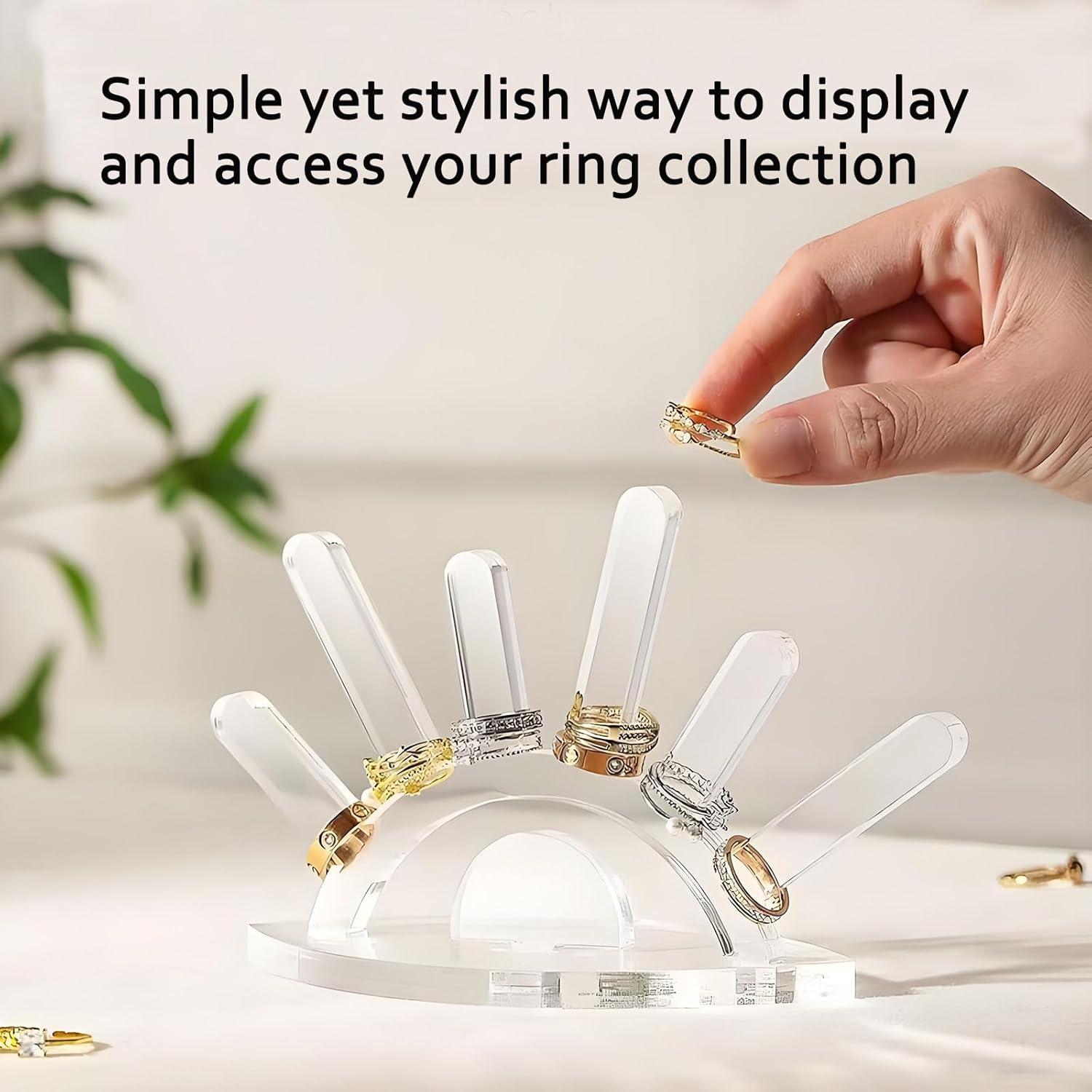 Soporte de Anillos Acrílico Transparente HAYLILUYOO 6 Varillas