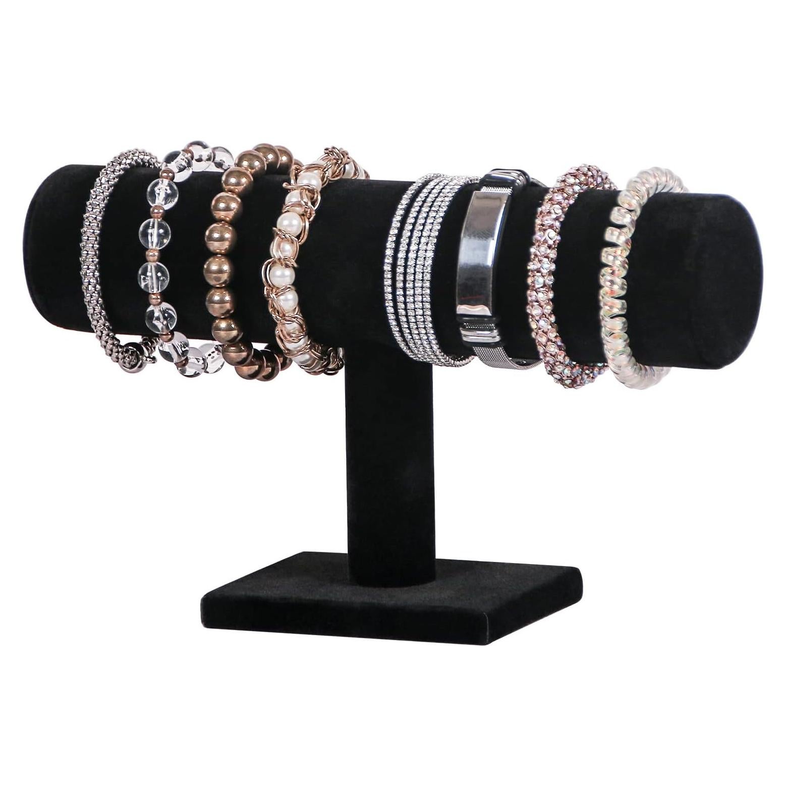 Soporte para Pulseras Julysky T Bar Negro 1 Nivel Terciopelo